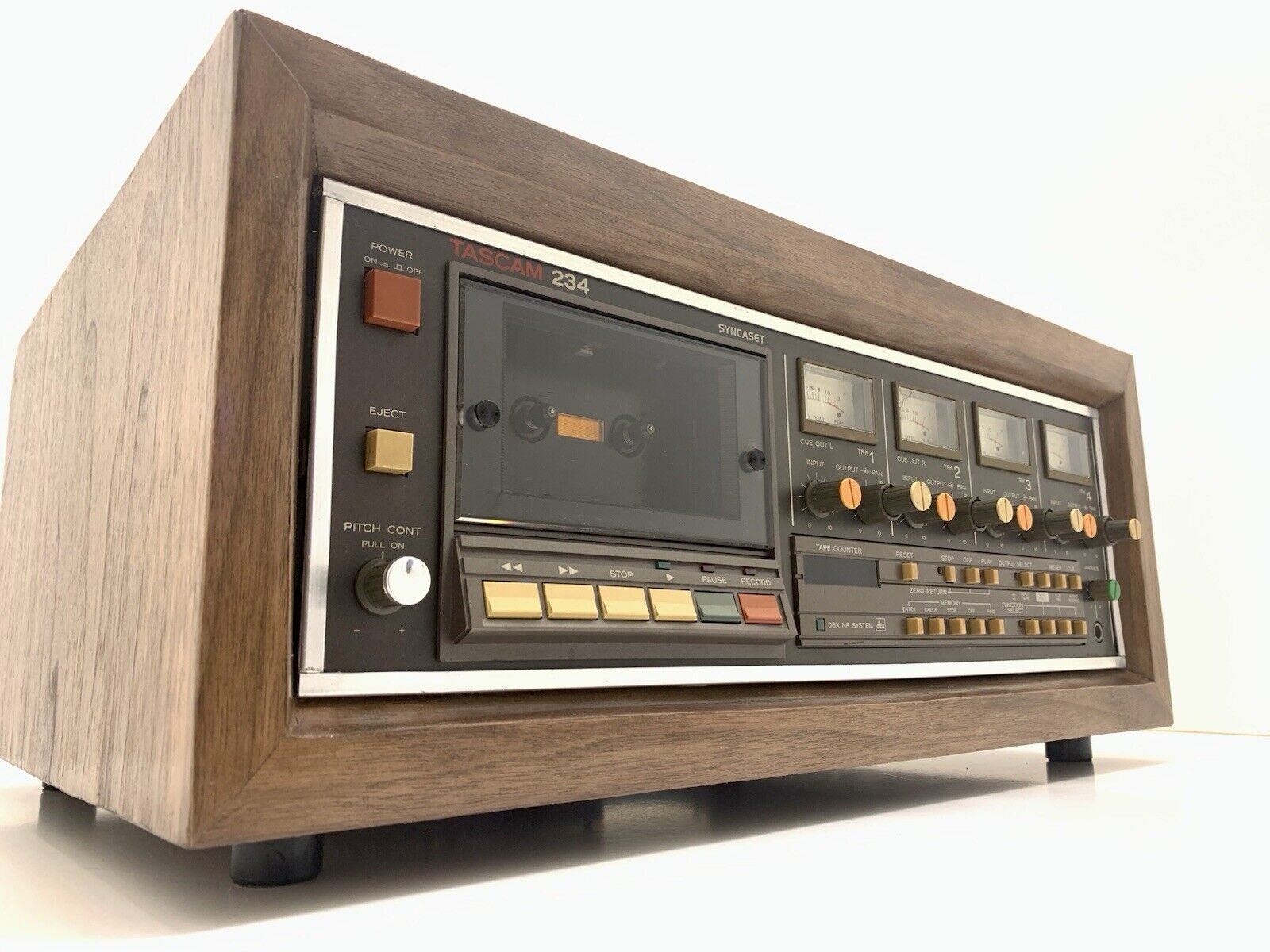 TASCAM 234 Multitrack 4 Channel Cassette Deck Vintage Wood Box WORK Good Look