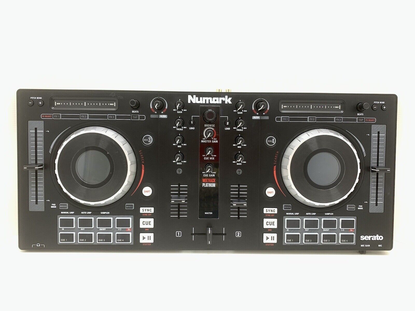 NUMARK MIXTRACK PLATINUM 4 Deck DJ Controller Serato USB Mixer WORK Good Look