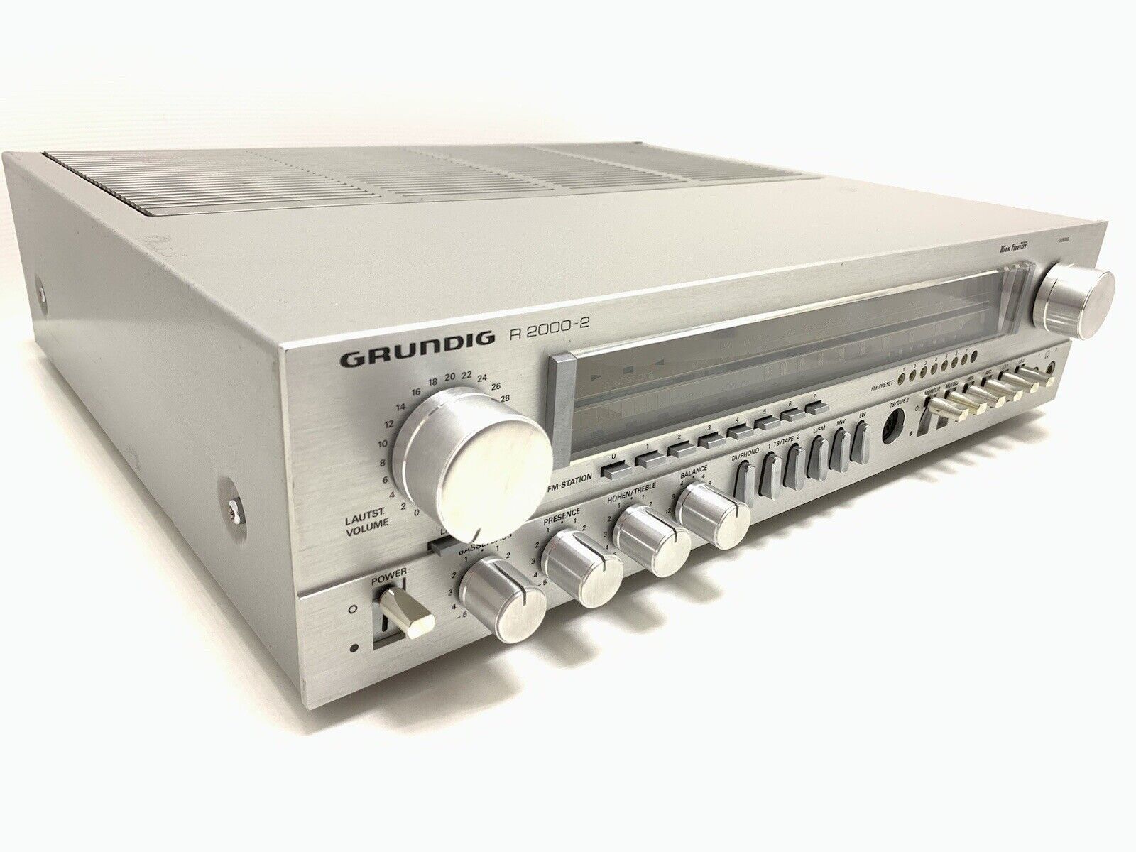 GRUNDIG R2000-2 Stereo Amplifier 2X50 WRMS Vintage 1980 Good Look AM/FM NOT WORK