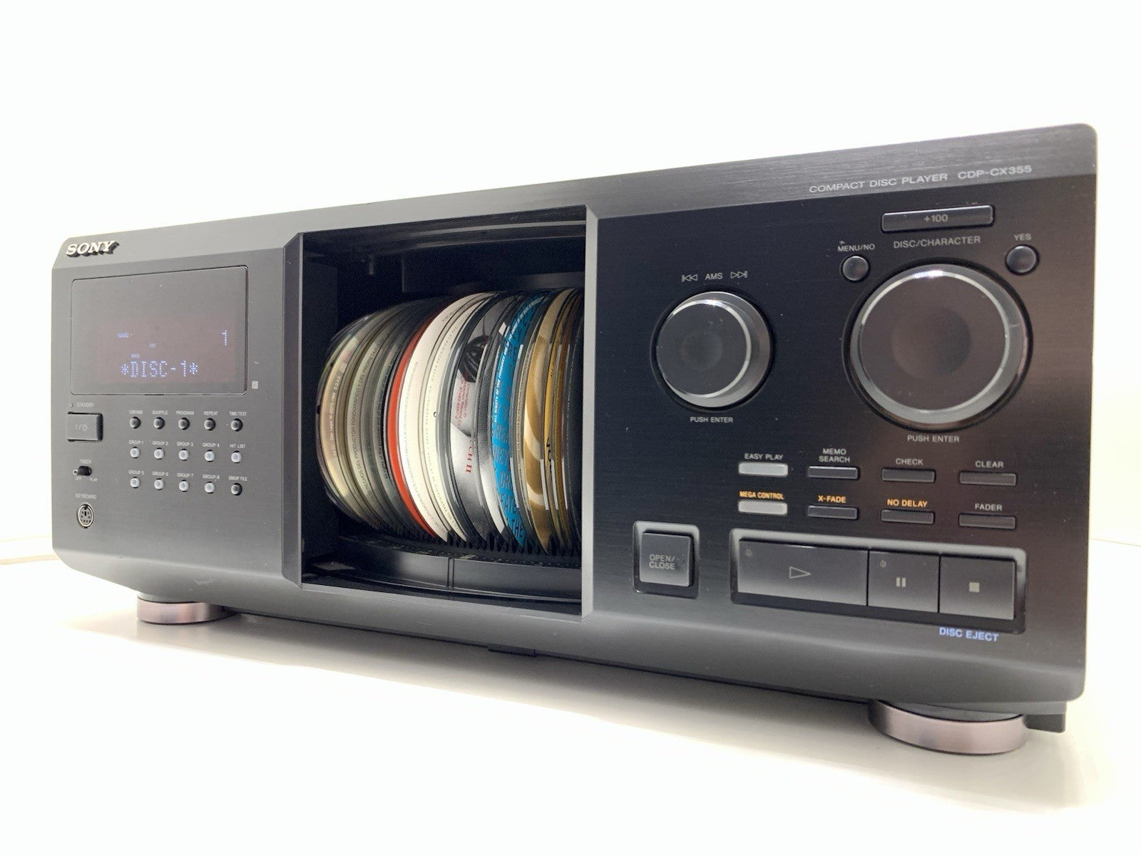 SONY CDP CX355 MegaStorage 300 CD Compact Disc Changer Vintage WORK Good Look