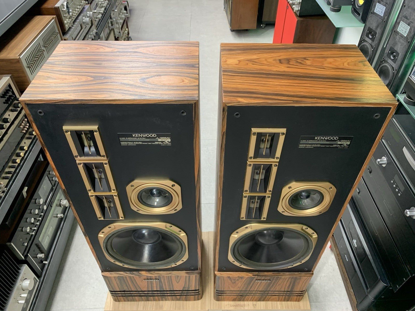 KENWOOD JL 988AV Hi End 5 Speakers 4 Way Premium Rosewood Vintage 1980 WORK Good