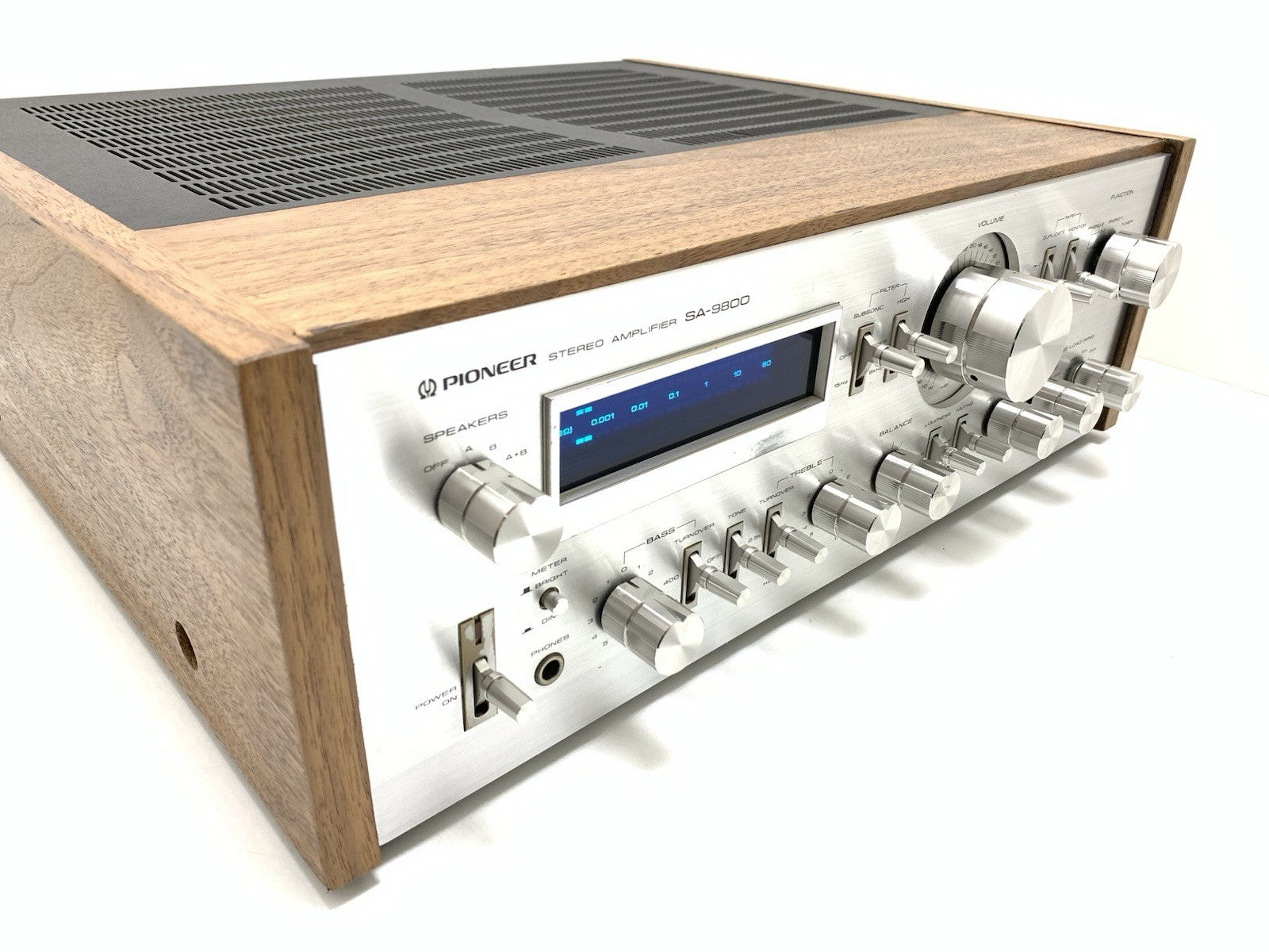 PIONEER SA 9800 + Wood Box Stereo Amplifier 100+100 W RMS Vintage 1979 Good Look