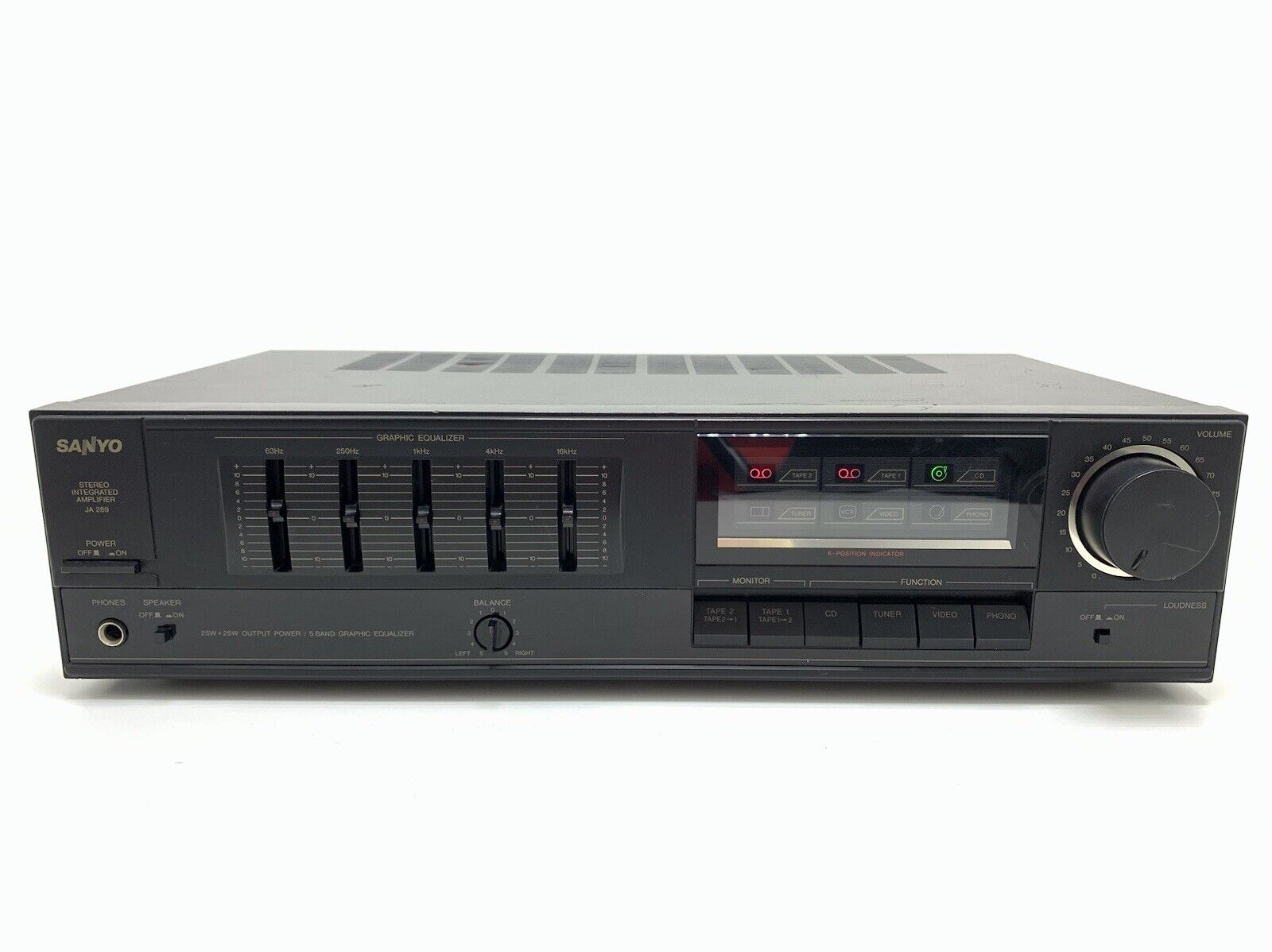 SANYO JA 289 Stereo Integrated Amplifier 25+25 Watts Vintage 1988 WORK Good Look