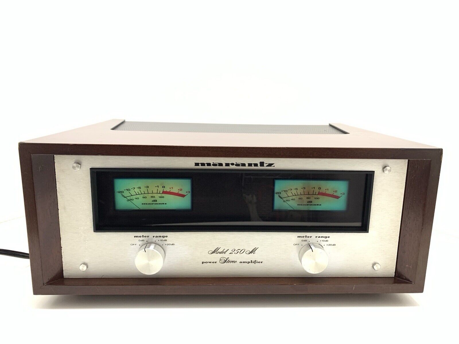 MARANTZ 250M Stereo Power Amplifier Wood Box 250WRMS Vintage 1976 WORK Good Look