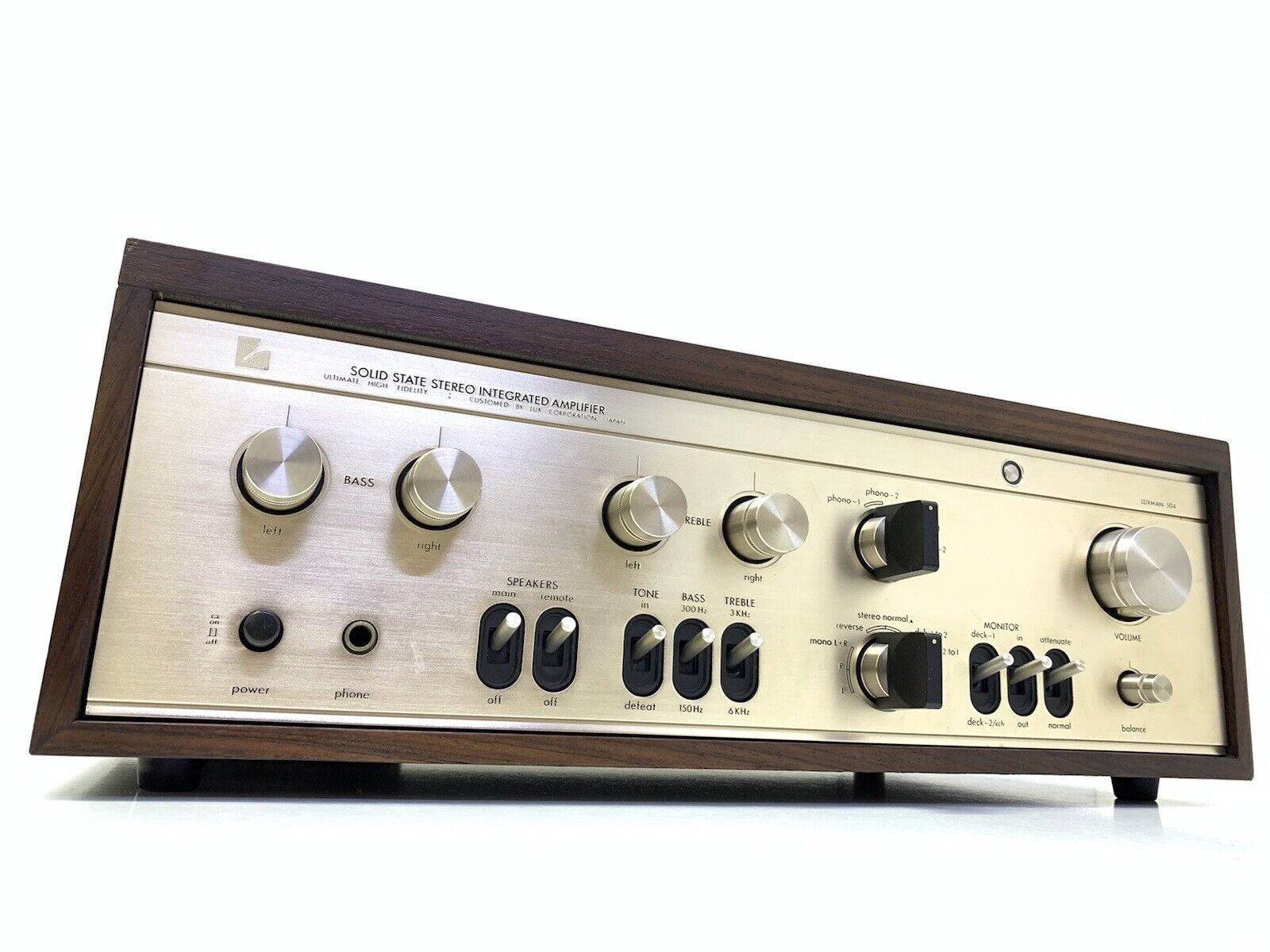 LUXMAN L-504 Integrated Stereo Amplifier 70Watts RMS Vintage 1973 Work Good Look