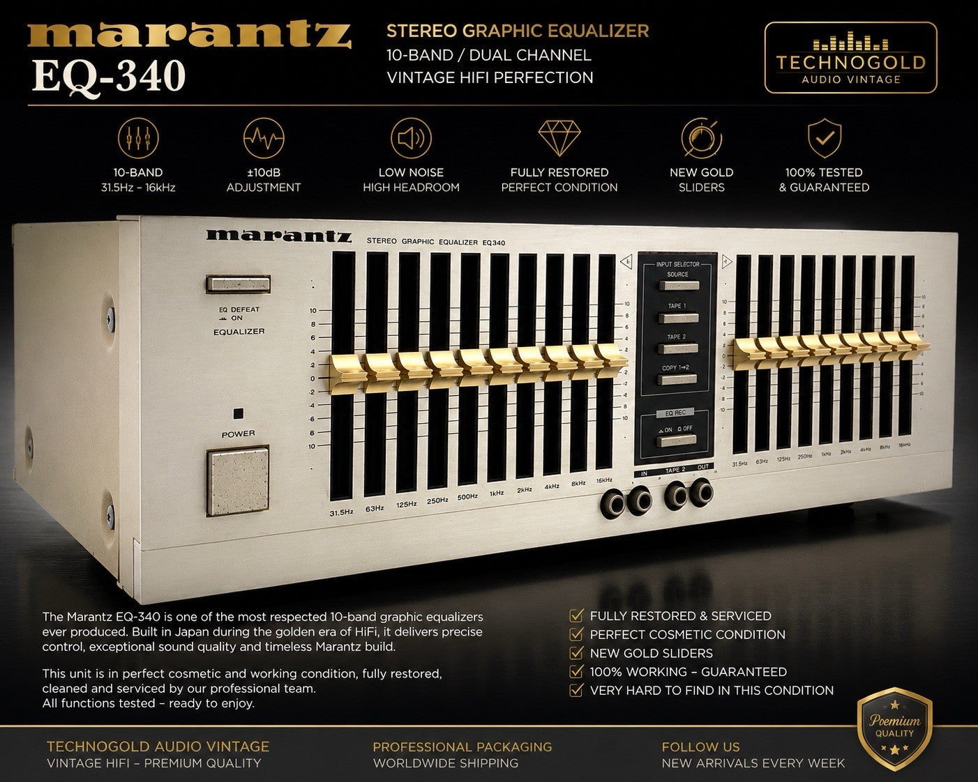 MARANTZ EQ 340 Hi End Gold Stereo Graphic Equalizer Vintage 1983