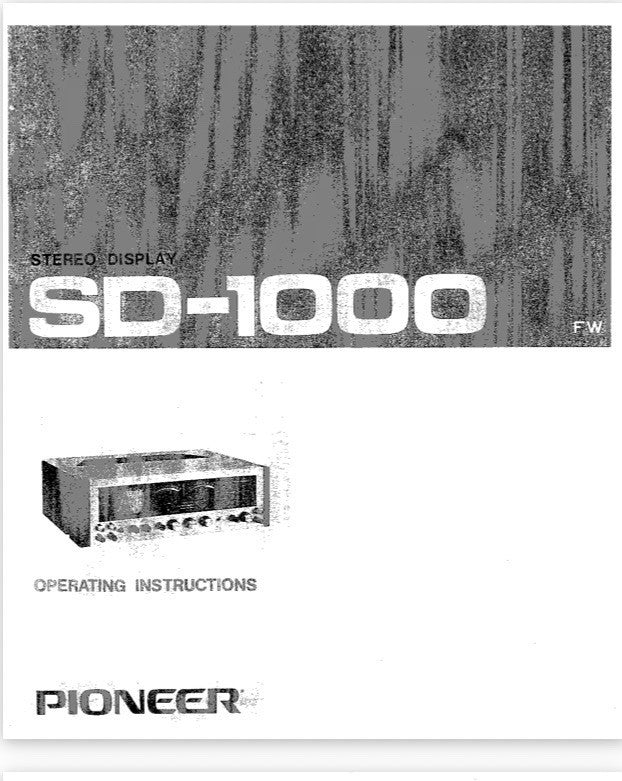 PIONEER SD 1000 User Manual in English language PDF Format We Send By E-Mail