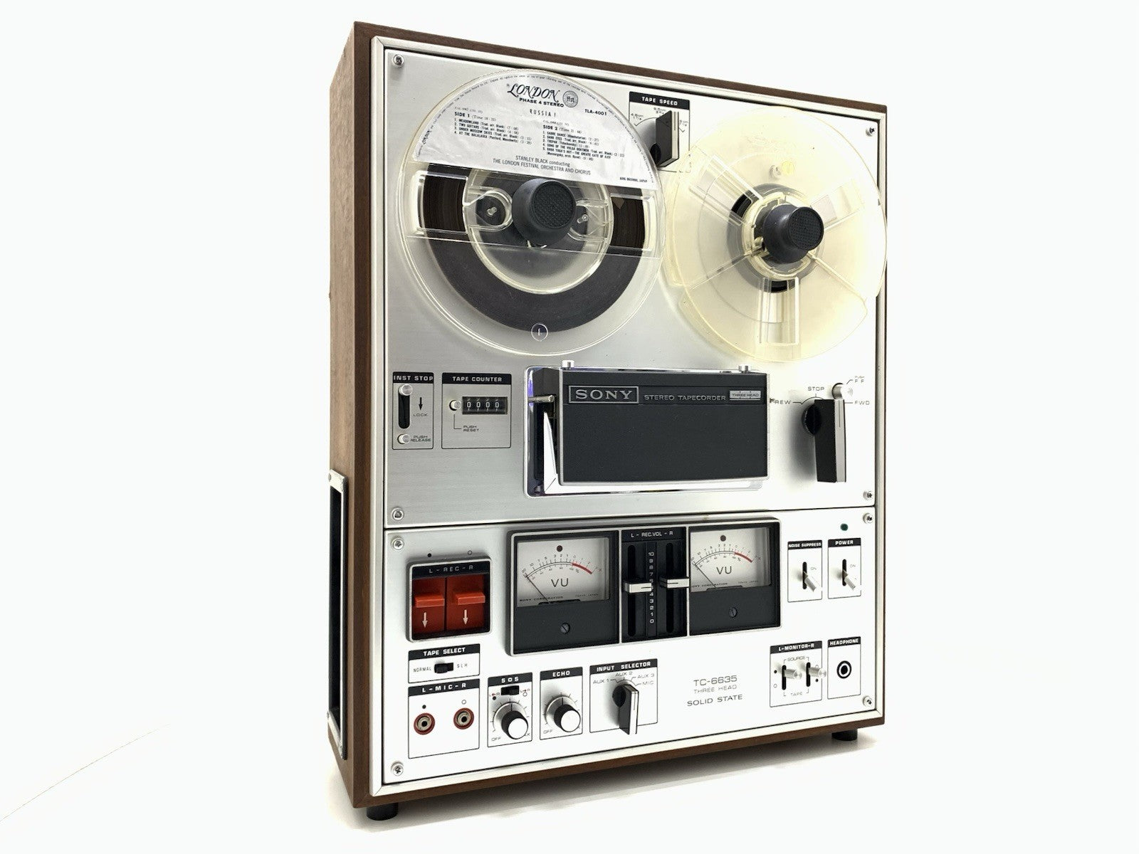 SONY TC 6335 Reel to Reel 4 Track 7" Tape 3 Head Vintage 1972  WORKING Good Look