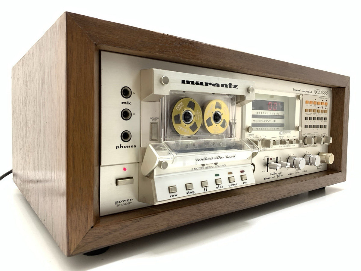 MARANTZ SD 8000 Stereo Cassette Tape Deck With WOOD BOX 2 Speeds WORK Good Look