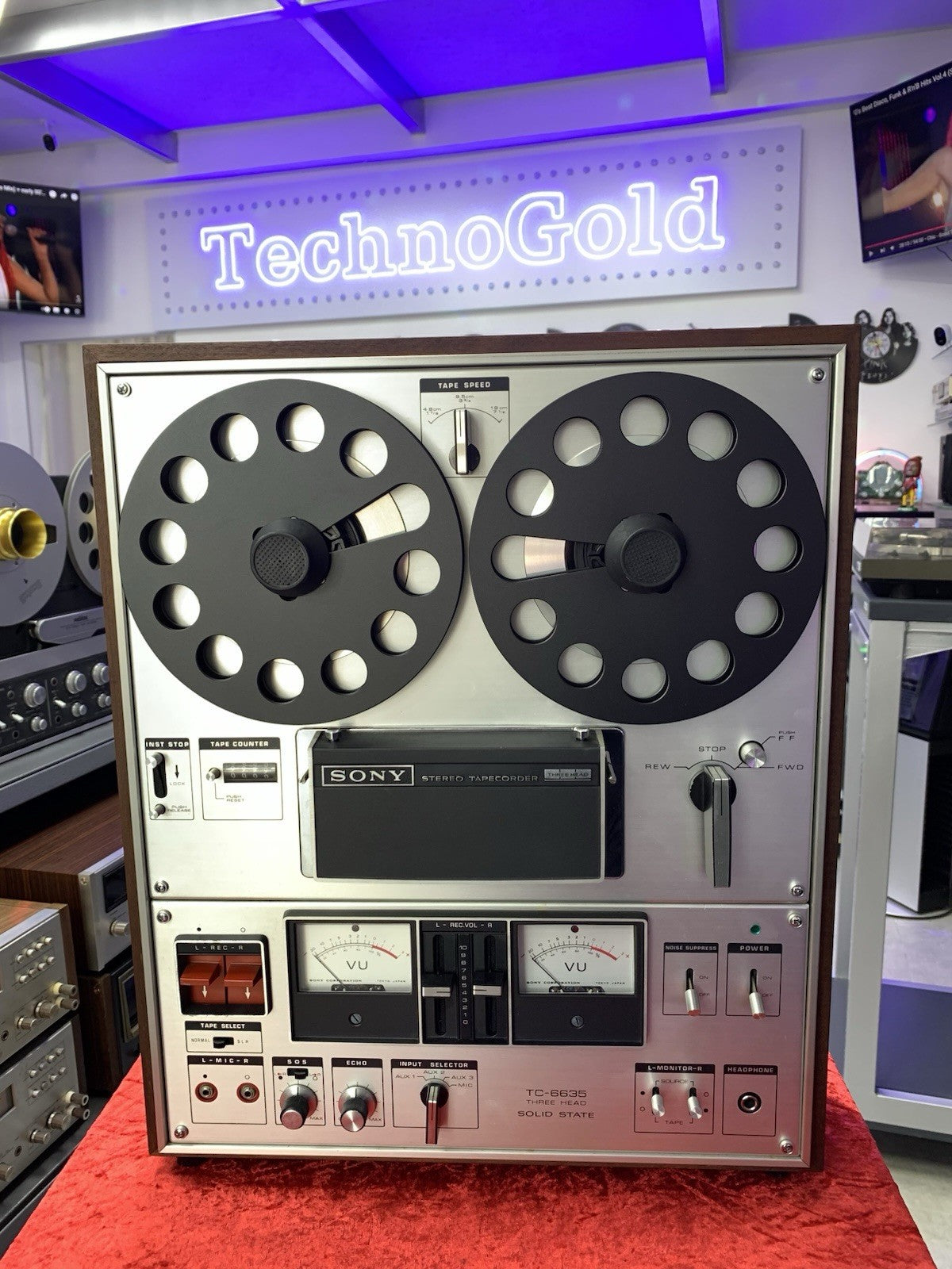 SONY TC 6635 Reel to Reel 4 Track 7" Tape 3 Head Vintage WORK Perfect Good Look