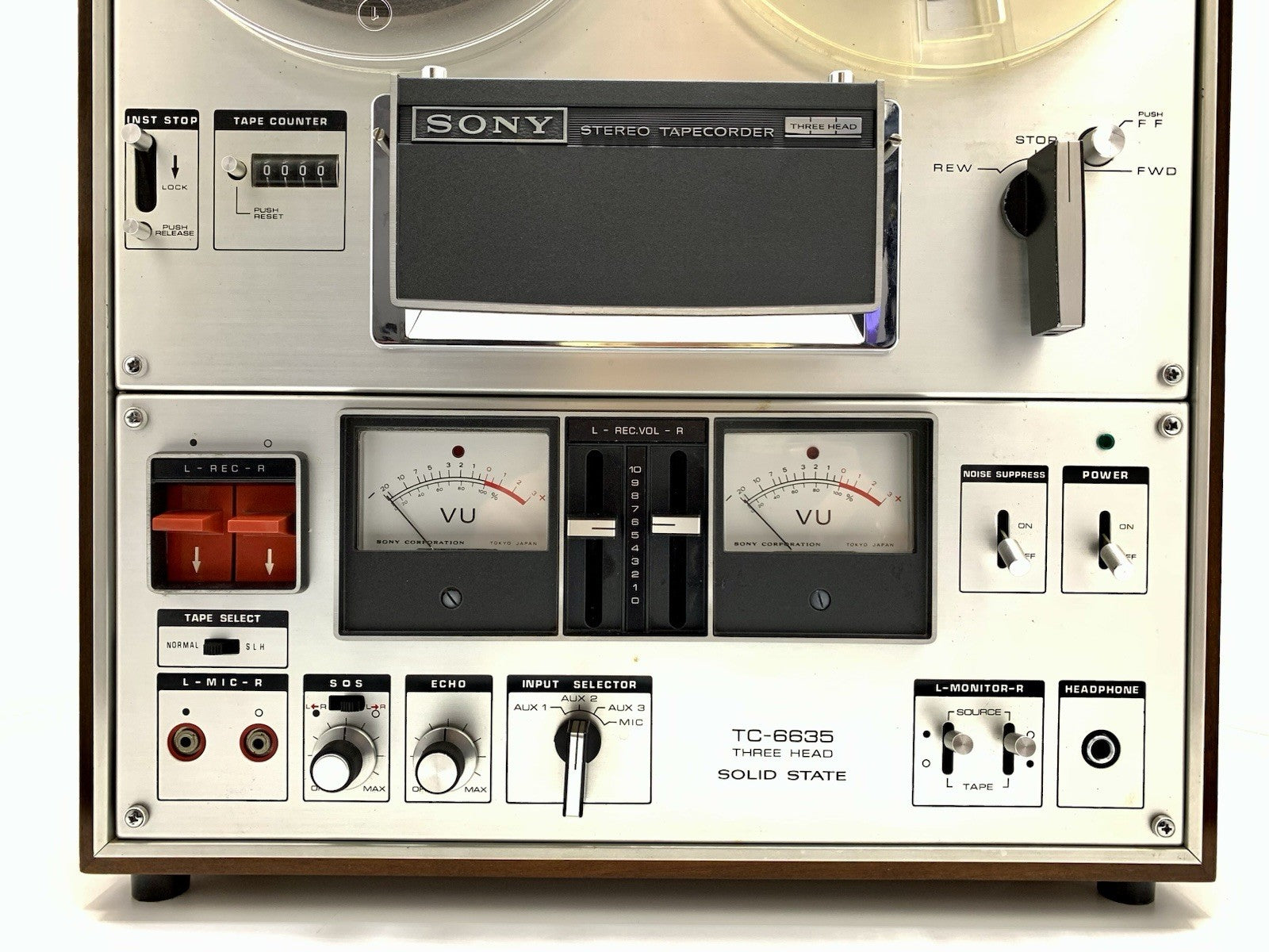SONY TC 6335 Reel to Reel 4 Track 7" Tape 3 Head Vintage 1972  WORKING Good Look
