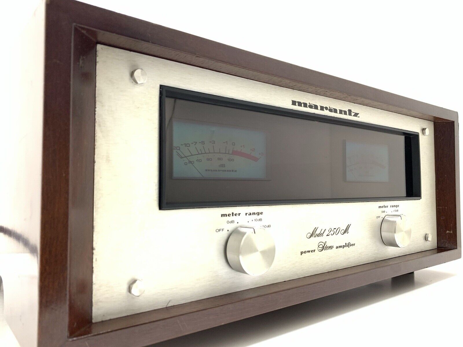 MARANTZ 250M Stereo Power Amplifier Wood Box 250WRMS Vintage 1976 WORK Good Look