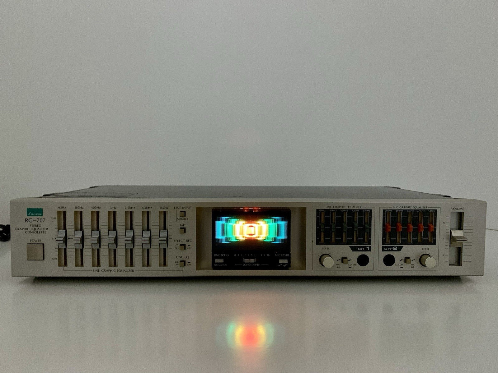 Sansui RG-707 Stereo Graphic Equalizer Consolette Vintage 1983 Work Good Look