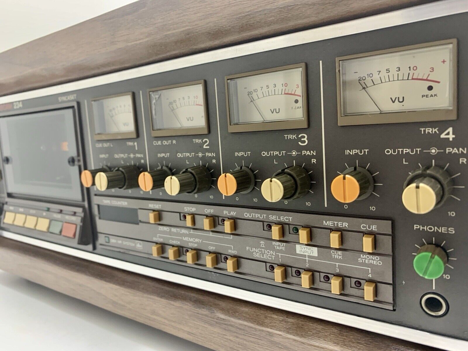 TASCAM 234 Multitrack 4 Channel Cassette Deck Vintage Wood Box WORK Good Look
