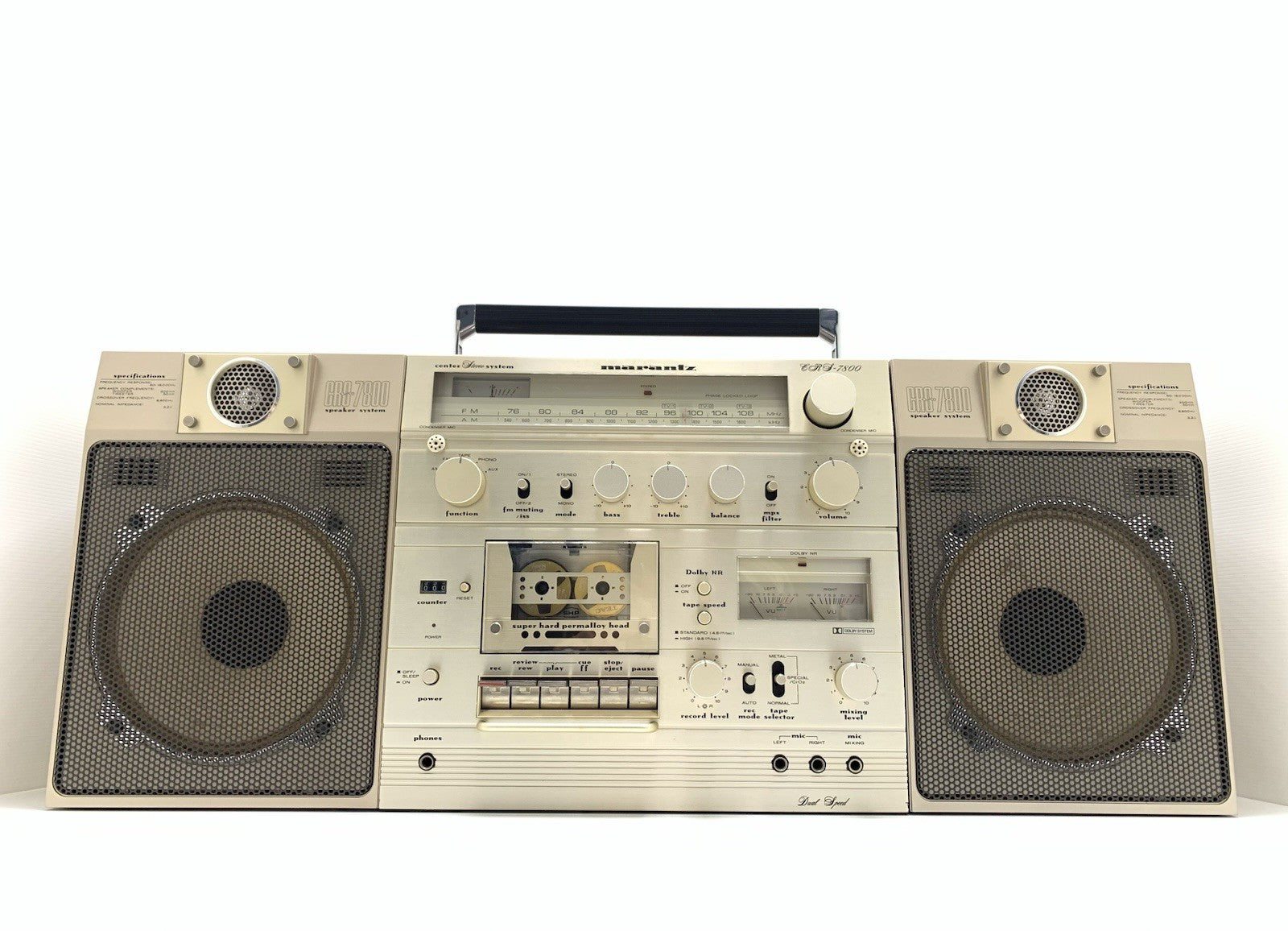 MARANTZ CRS 7800 BIG BOOMBOX STEREO Radio Cassette Vintage 1979 WORK Good Look