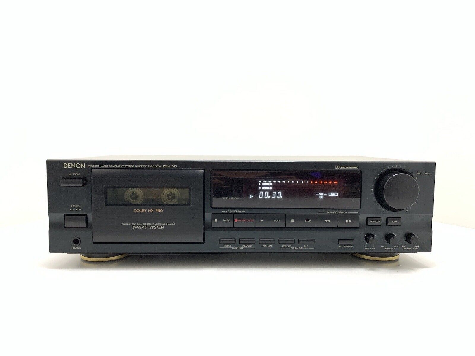 DENON DRM-740 Stereo Cassette Tape Deck 3 Head Vintage 1995 HiEnd WORK Good Look