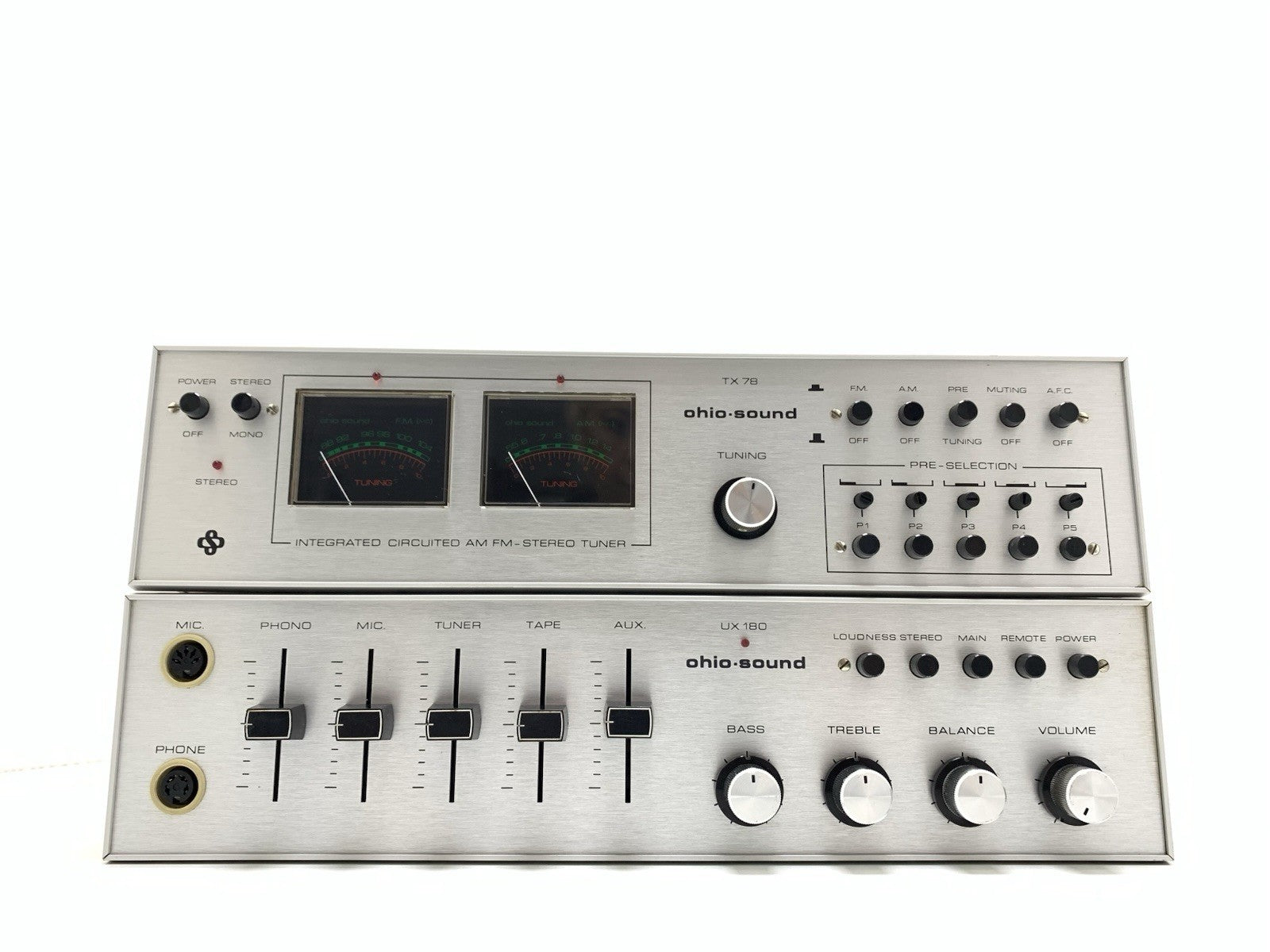 Ohio-Sound UX 180 Amplifier & TX 78 Tuner Rare 1970s Vintage Hi-Fi Set Good Look