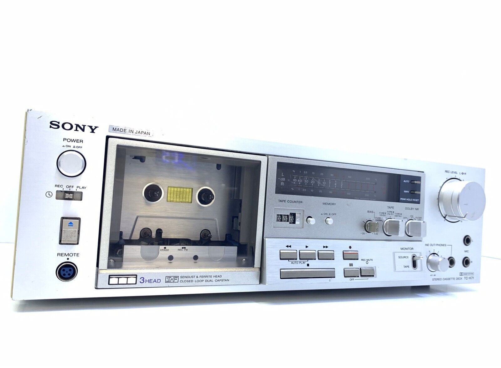 SONY TC-K71 Tape Deck Cassette Vintage 1980 3 Head Refurbished Hi End Good Look