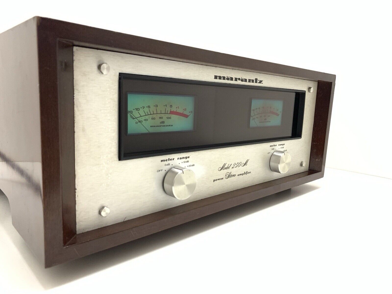 MARANTZ 250M Stereo Power Amplifier Wood Box 250WRMS Vintage 1976 WORK Good Look