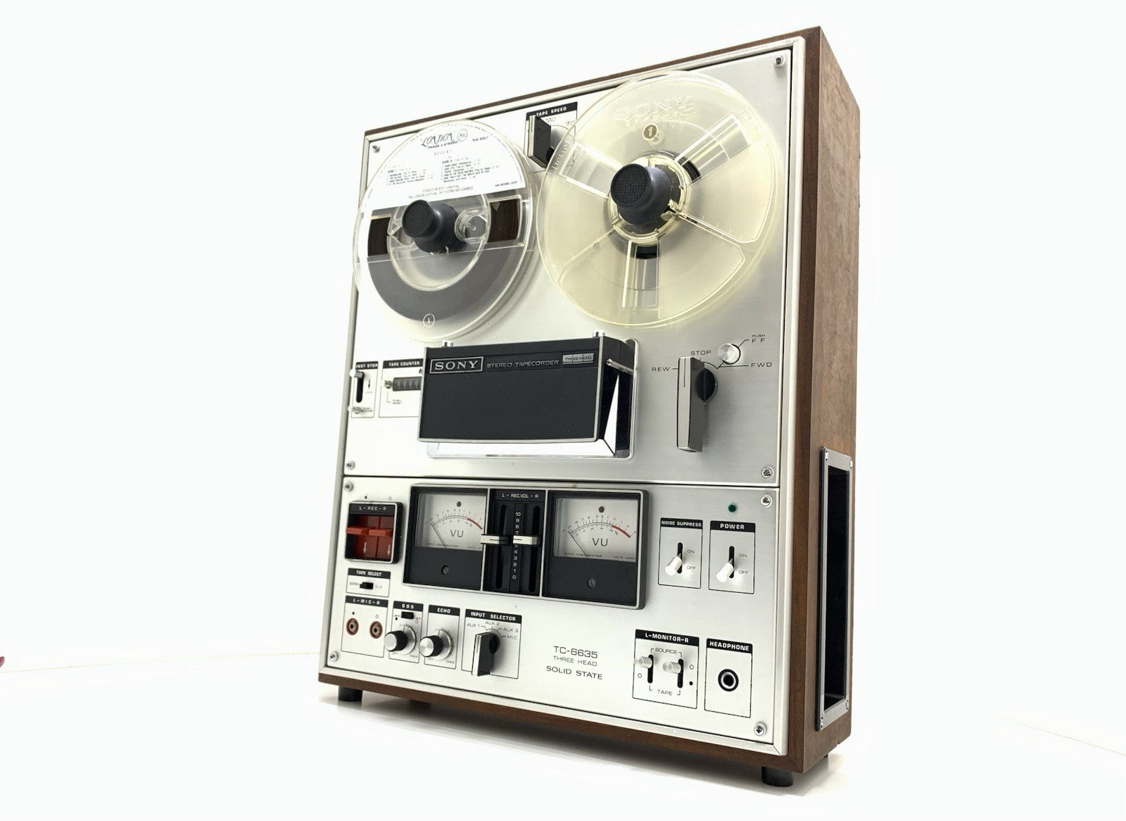 SONY TC 6335 Reel to Reel 4 Track 7" Tape 3 Head Vintage 1972  WORKING Good Look