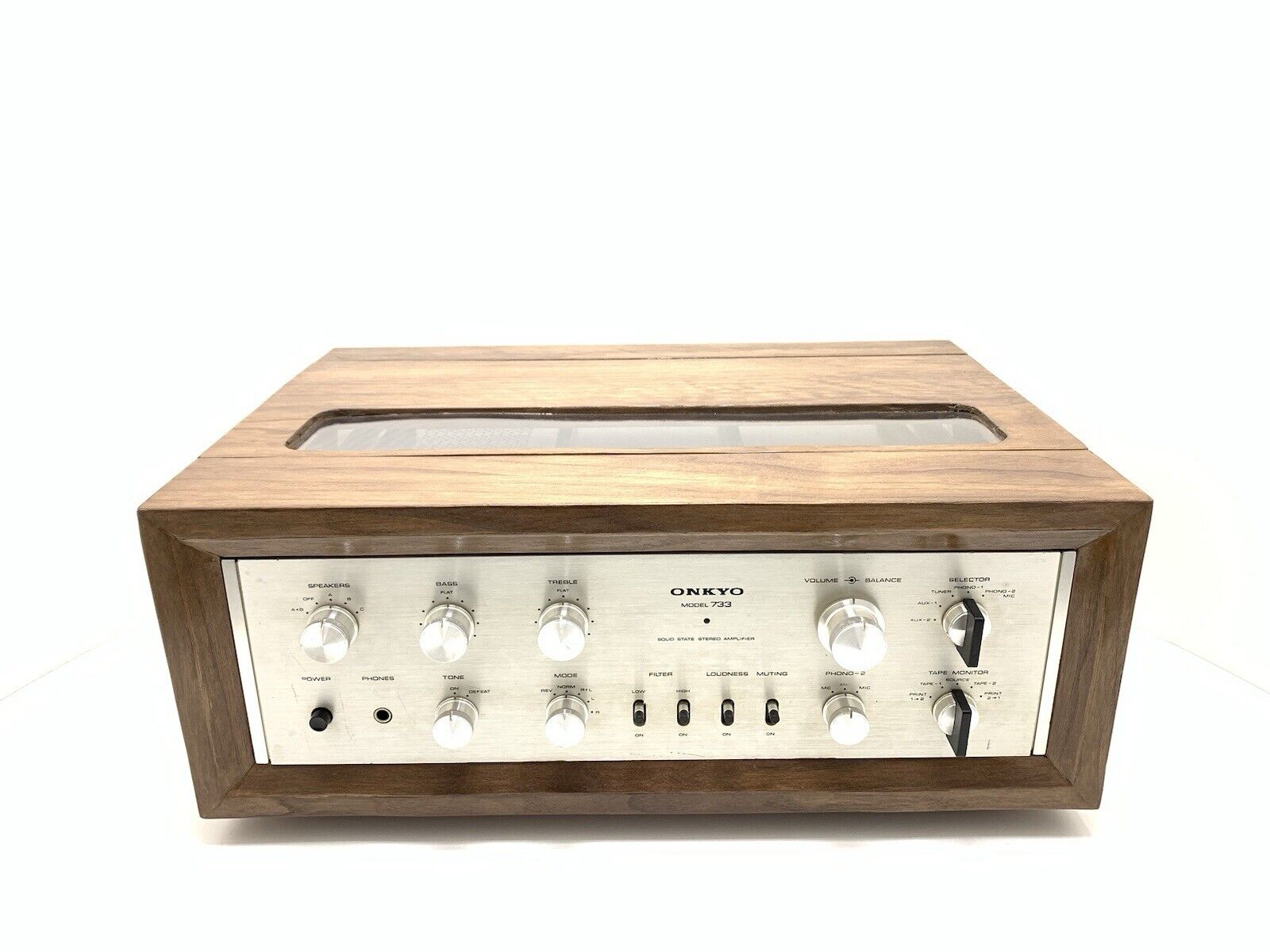 ONKYO INTEGRA 733 Stereo Amplifier 34+34WRMS with WOOD BOX Vintage 1971 WORK NEW