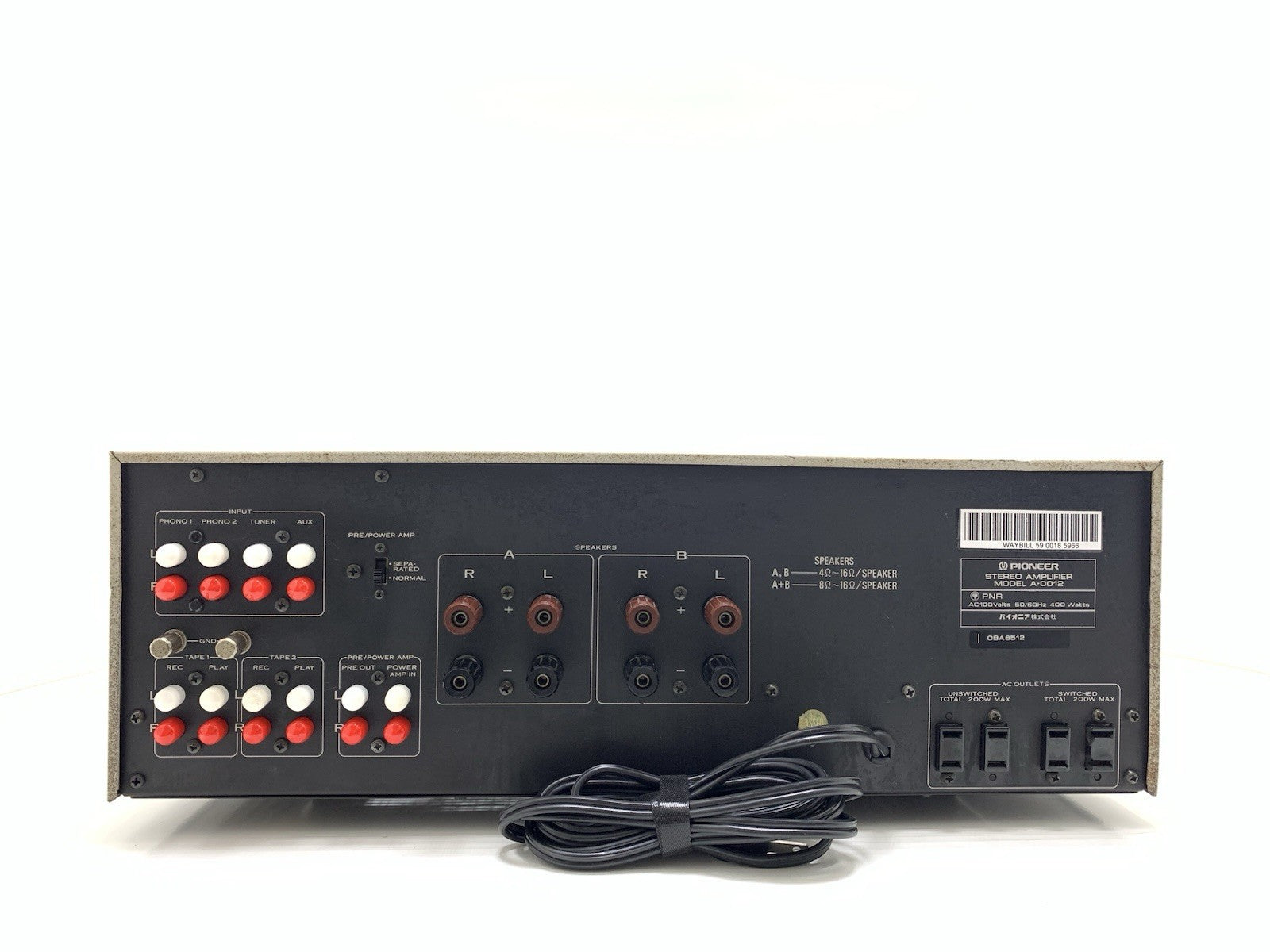 PIONEER A 0012/ A 27 Stereo Amplifier 120+120 W RMS Vintage 1978 WORK Good Look