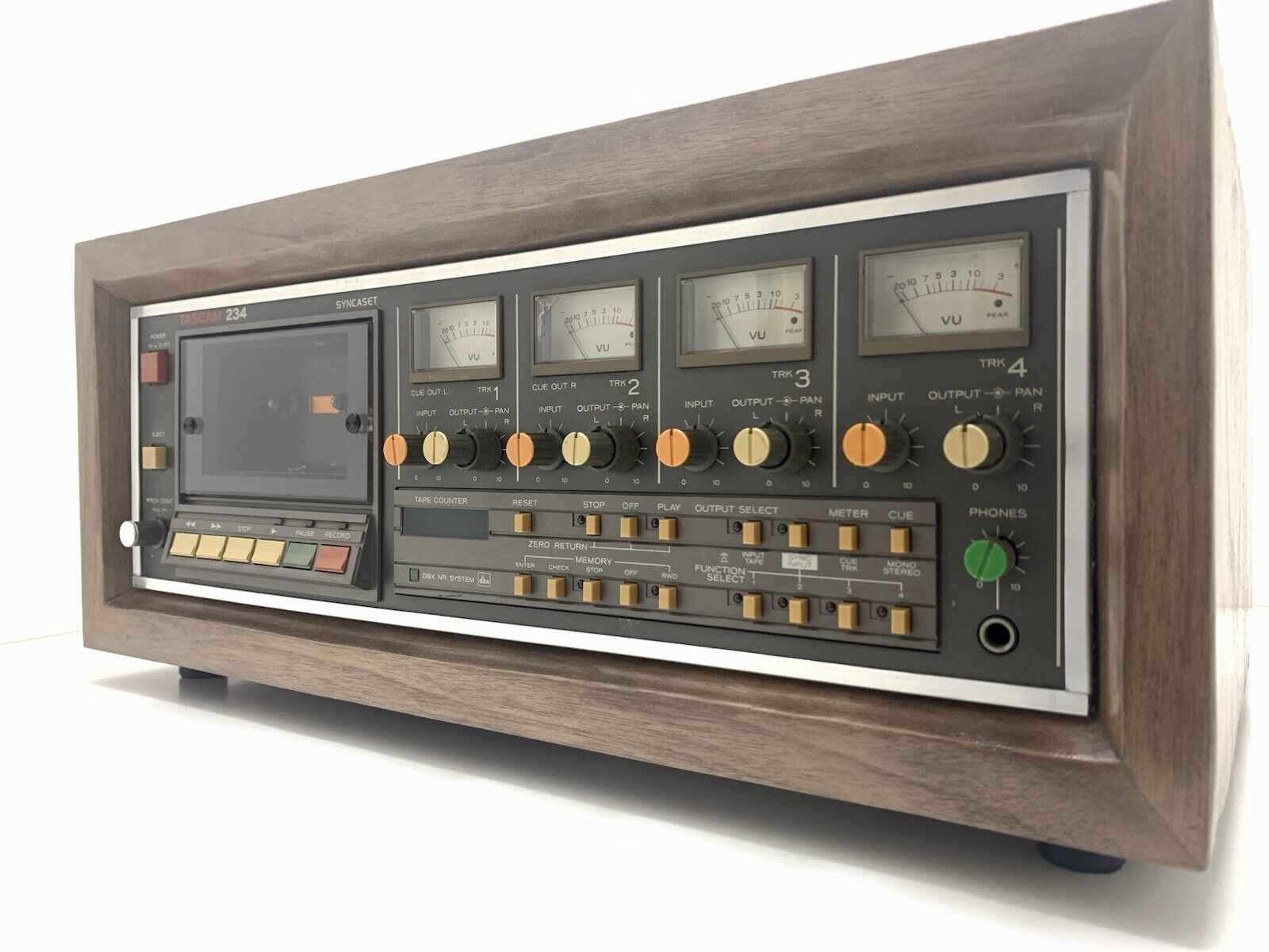 TASCAM 234 Multitrack 4 Channel Cassette Deck Vintage Wood Box WORK Good Look