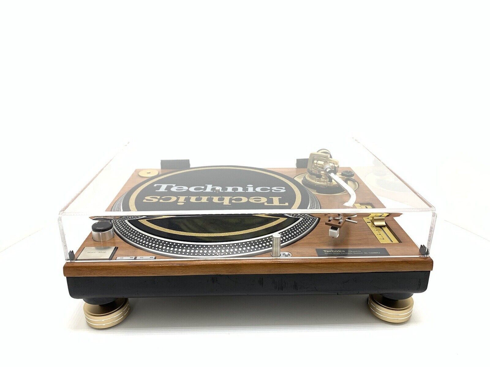 TECHNICS SL 1200 MK2 WOOD and GOLD Direct Drive Turntable Vintage WORK LIKE NEW