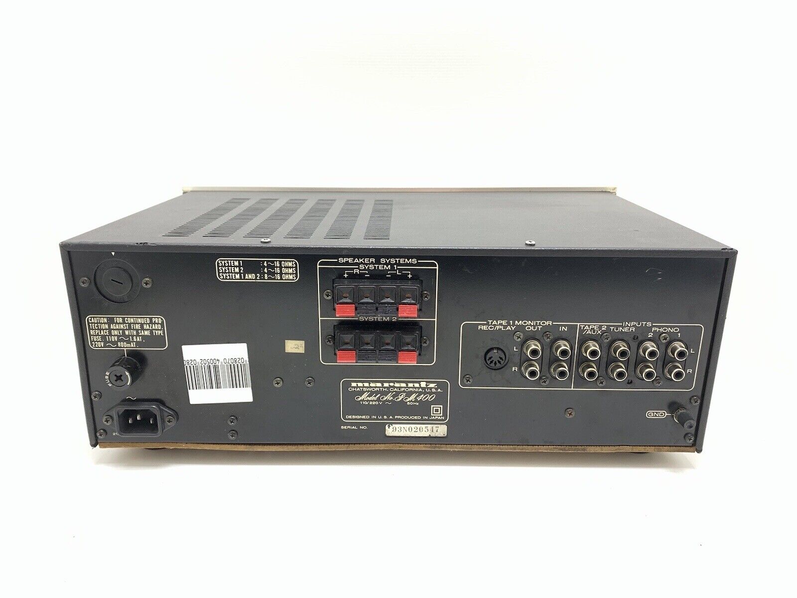 Marantz PM-400 Console Stereo Amplifier 72 Watts RMS Vintage 1980 Work Good Look