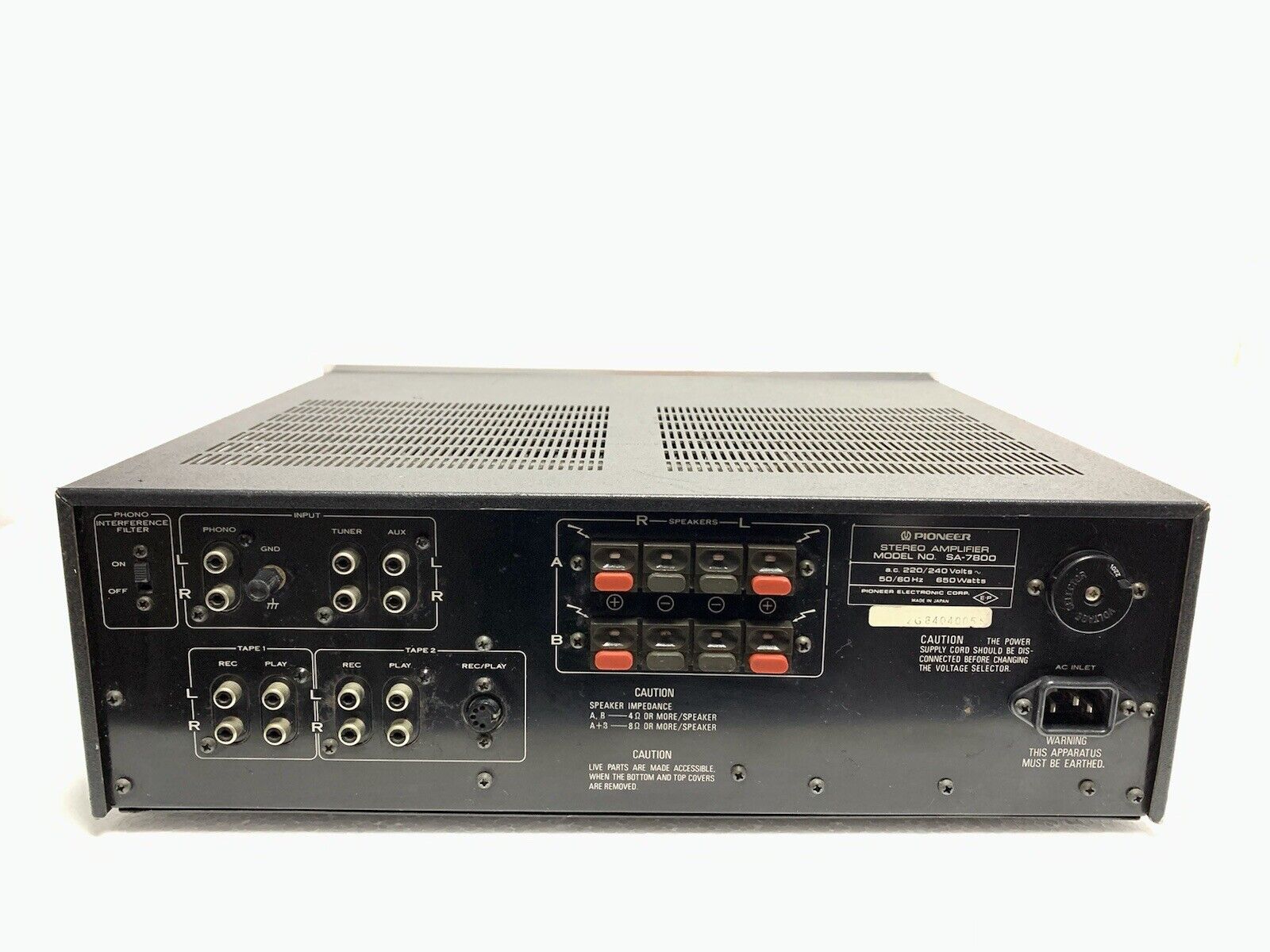 PIONEER SA-7800 Stereo Amplifier 130 Watts RMS Blue Line Vintage 1979 Good Look