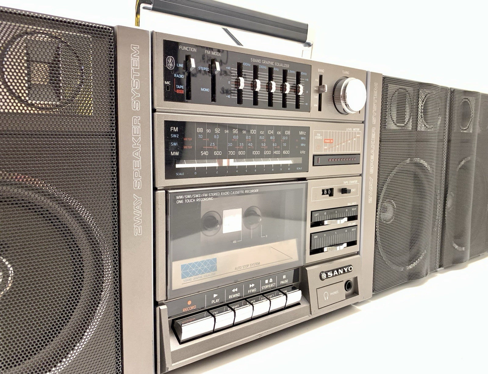 SANYO C 15 Exclusive BIG BOOMBOX STEREO Radio Cassette BLUETOOTH Work Good Look