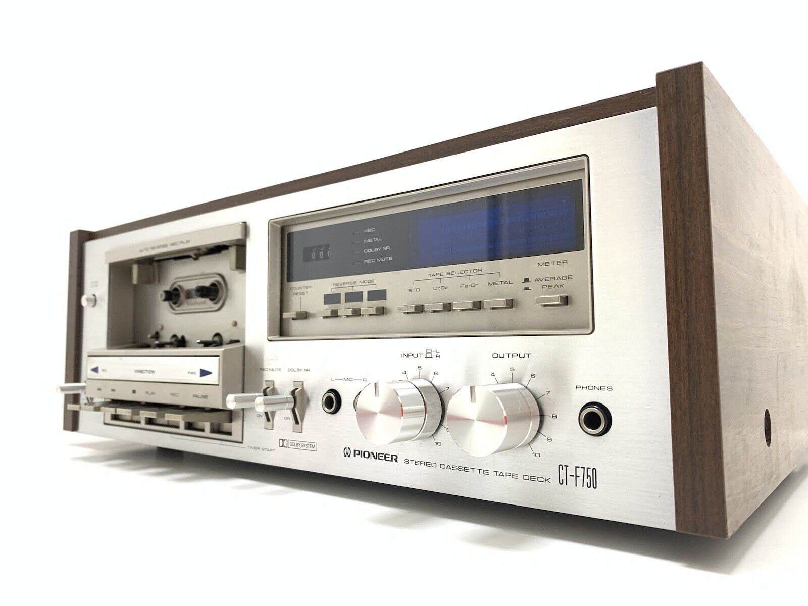 PIONEER CT-F750 Wood Box 2Head Auto Reverse Tape Cassette Vintage 1979 Good Look