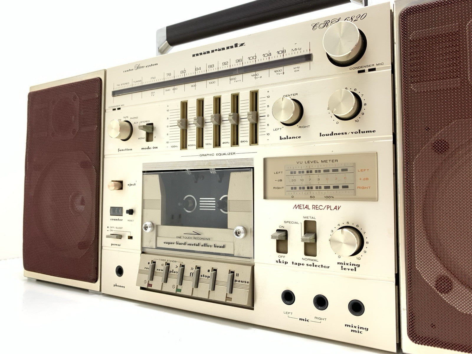 MARANTZ CRS 6820 RARE BOOMBOX STEREO Radio Cassette Vintage 1981 WORK Good Look