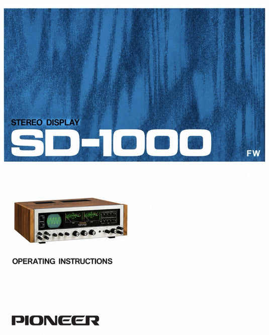 PIONEER SD 1000 User Manual in English language PDF Format We Send By E-Mail