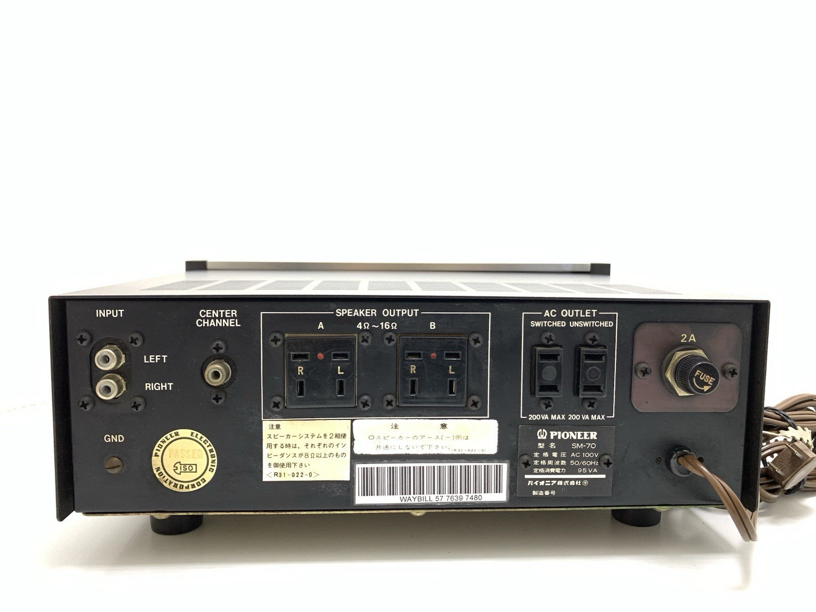 PIONEER SM-70 SM700 Stereo Power Amplifier 20+20W RMS Vintage 1969 WORK GoodLook
