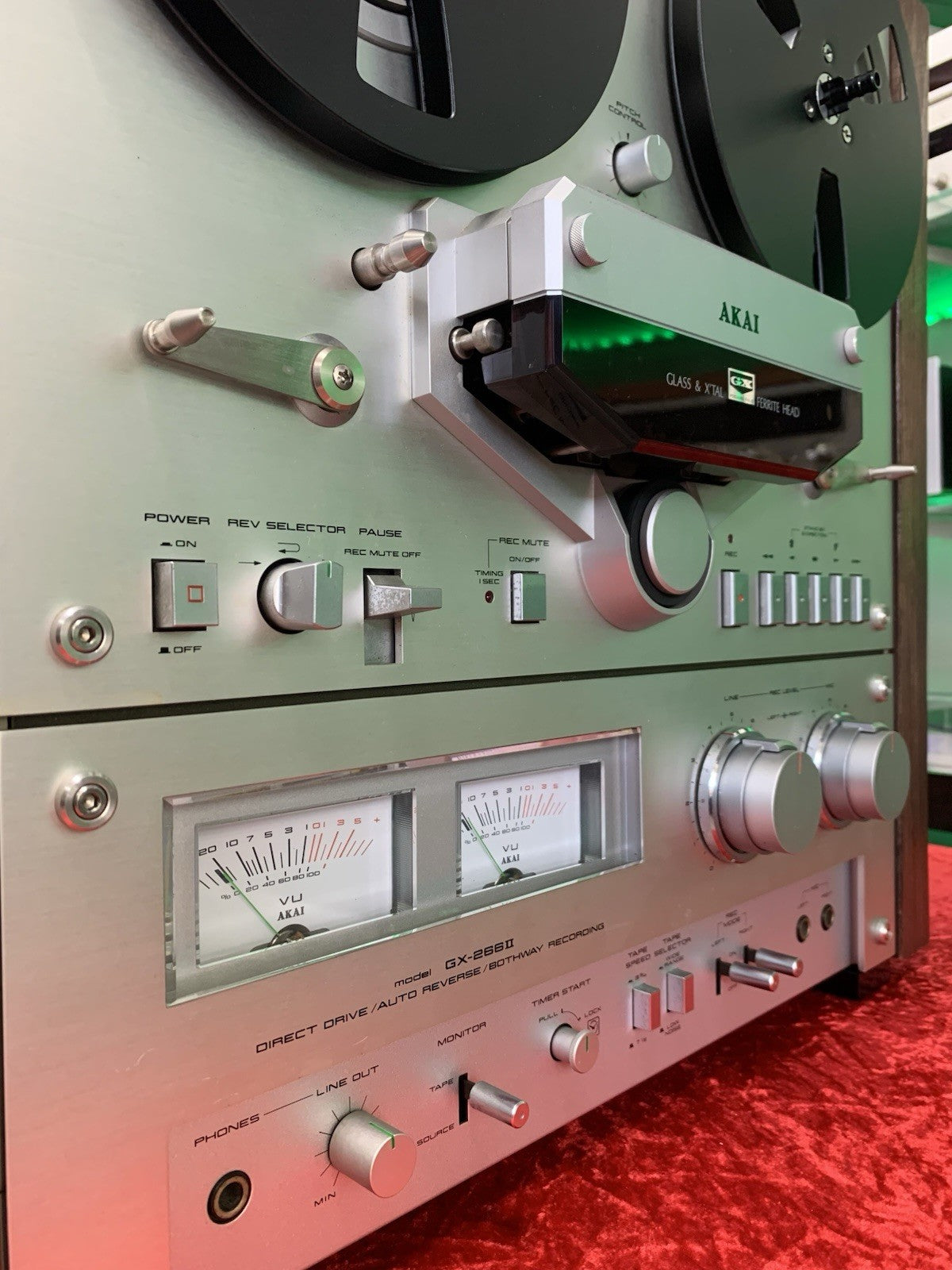 AKAI GX 266 II Open Reel Tape 4 Track 6 Heads Vintage Auto Reverse WORK GoodLook