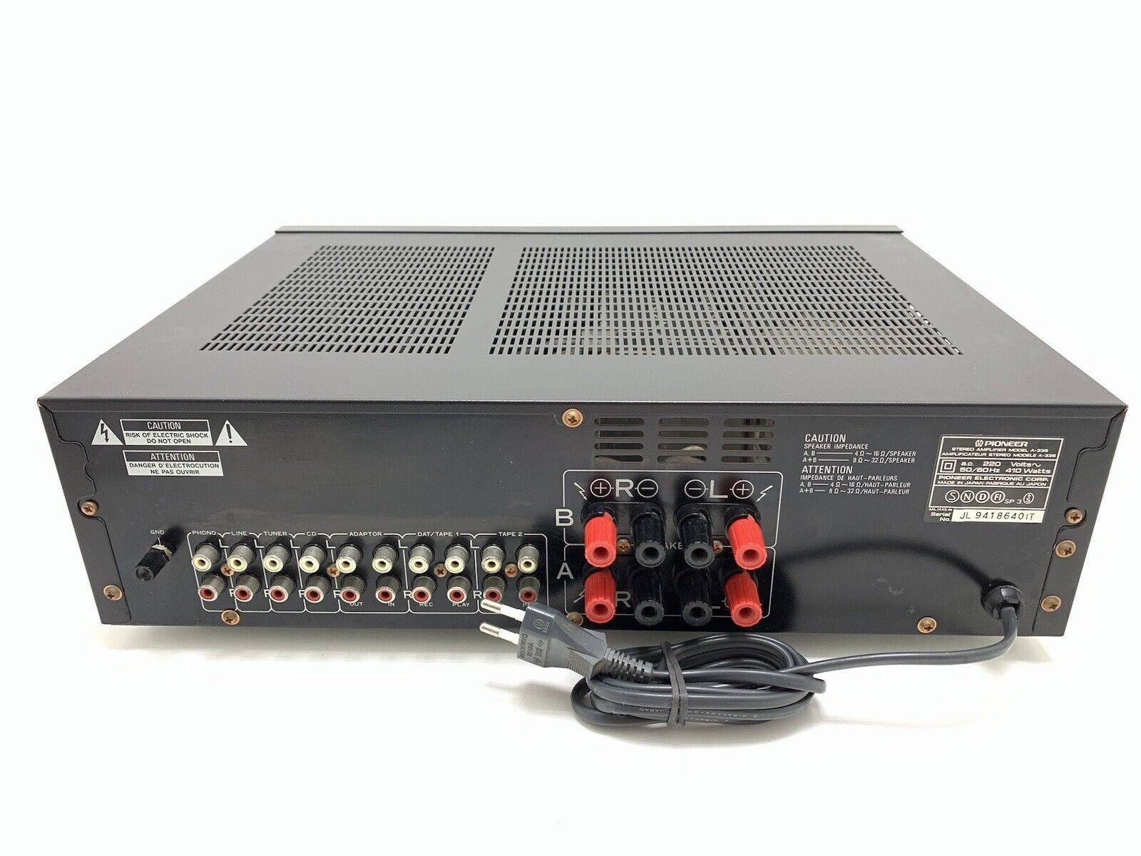 PIONEER A 335 Stereo Amplifier 40+40 Watts RMS Vintage 1989 Hi Fi WORK Good Look