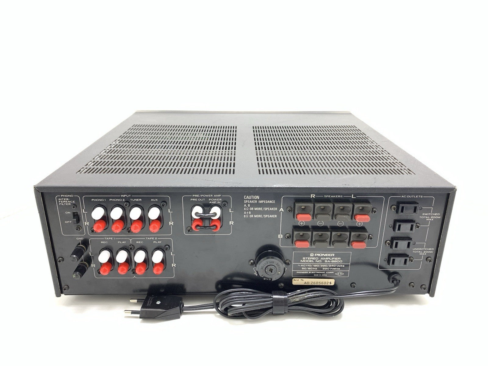 PIONEER SA 8800 Stereo Amplifier 2X 80Watts RMS Blue Line Vintage 1979 Good Look