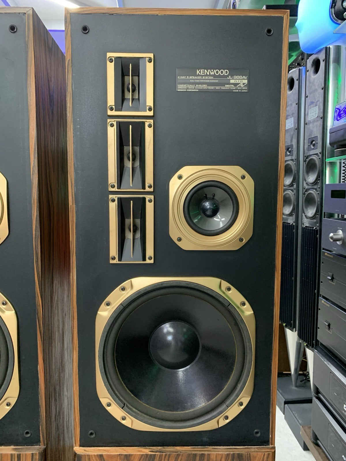 KENWOOD JL 988AV Hi End 5 Speakers 4 Way Premium Rosewood Vintage 1980 WORK Good