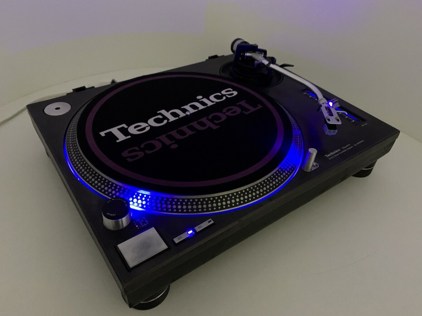 TECHNICS SL 1210 MK2 Blue LINE LED Direct Drive Turntable Vintage WORK Good Look
