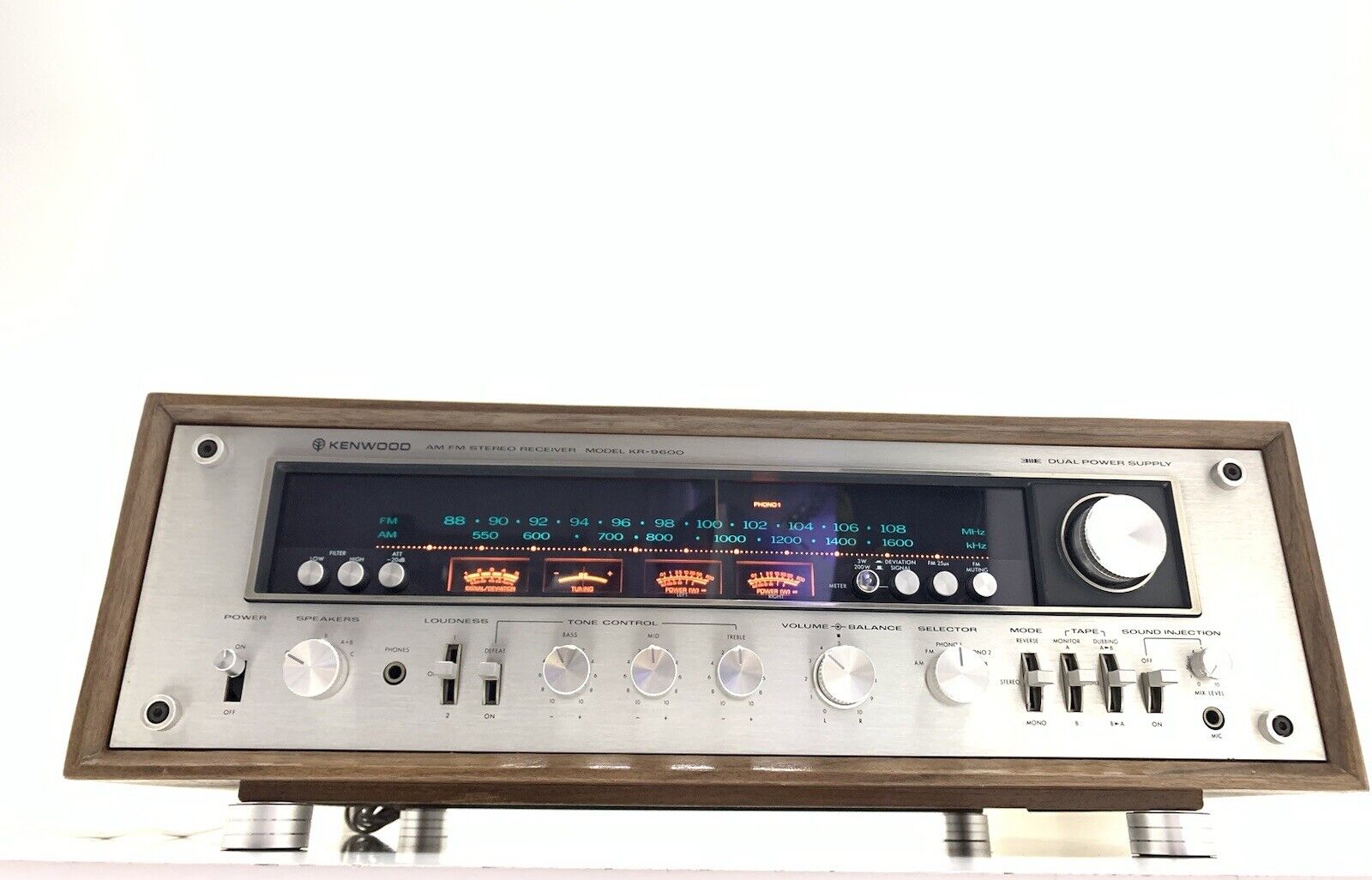 KENWOOD KR-9600 FM Stereo Receiver 2 X 160 Watts RMS Vintage 1976 WORK Good Look