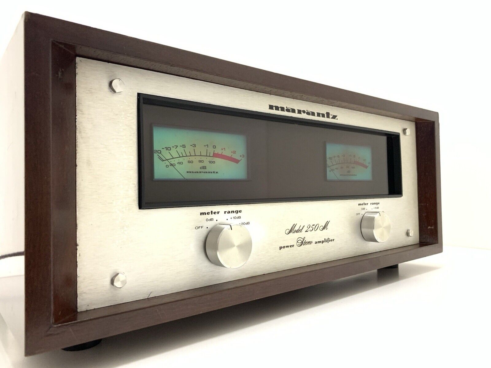 MARANTZ 250M Stereo Power Amplifier Wood Box 250WRMS Vintage 1976 WORK Good Look