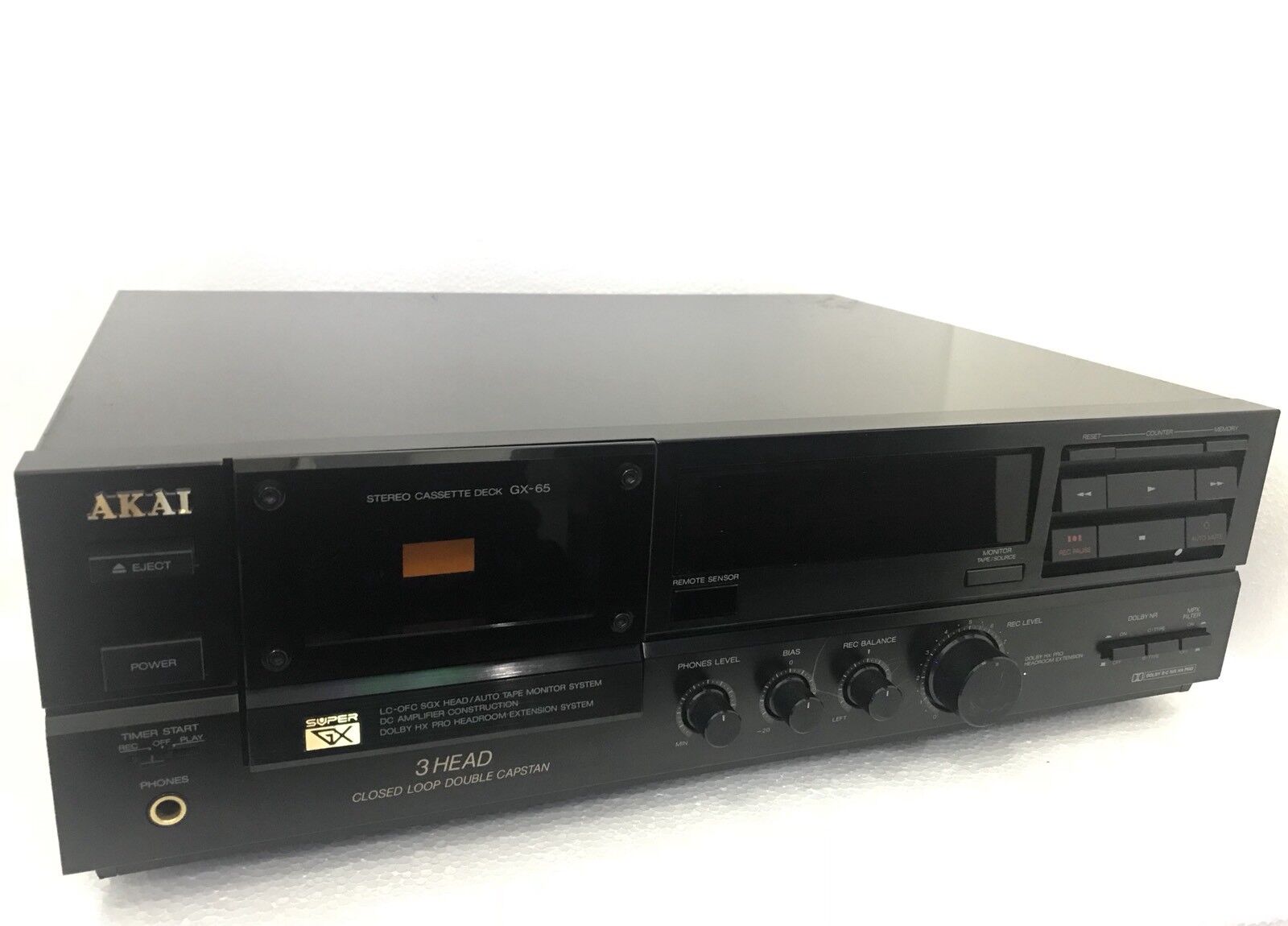AKAI  GX-65 Stereo Cassette Deck 3 Head Vintage 1990 Refurbished WORK Good Look