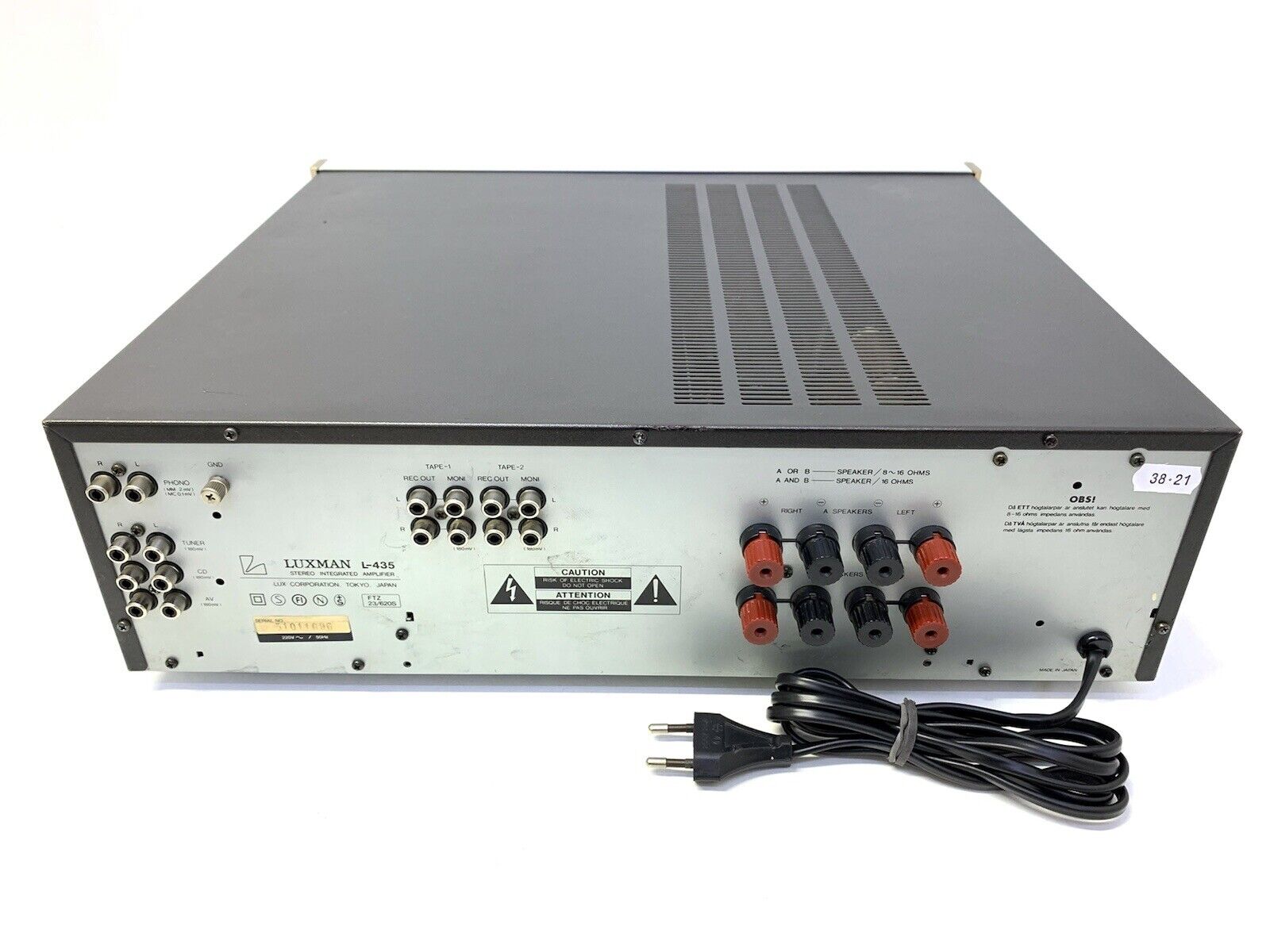 LUXMAN L-435 Stereo Integrated Amplifier 200W RMS Vintage 1987 Work Good Look