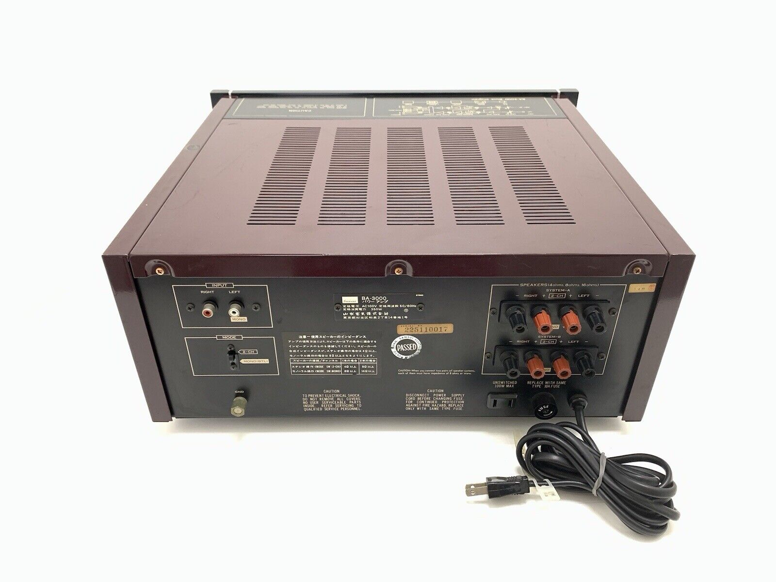 SANSUI BA-3000 Stereo Power Amplifier 170+ 170 W RMS Vintage 1975 WORK Good Look