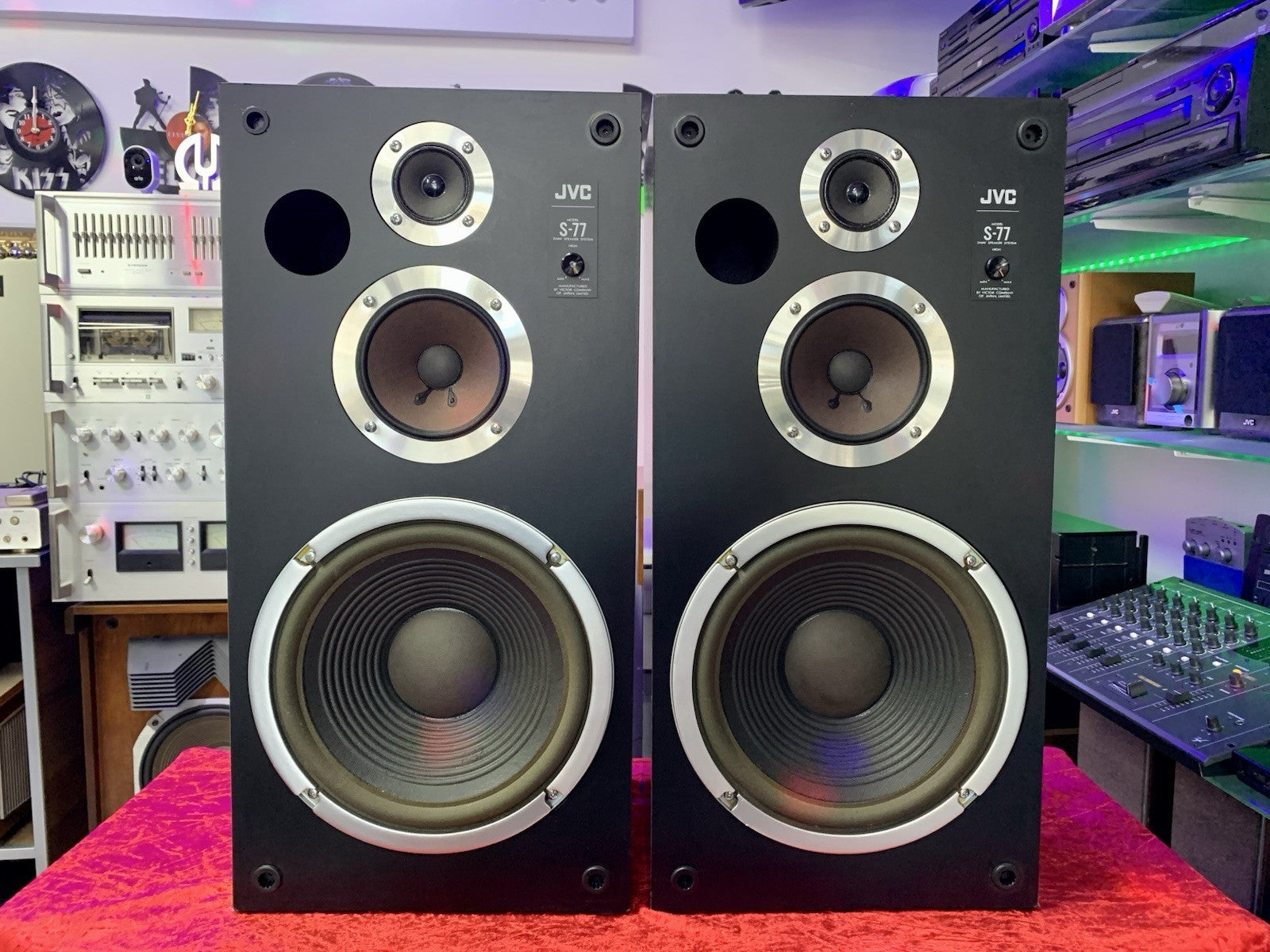JVC S 77R Speakers 3Way System 120 Watts RMS Vintage 1980 Work Perfect Good Look