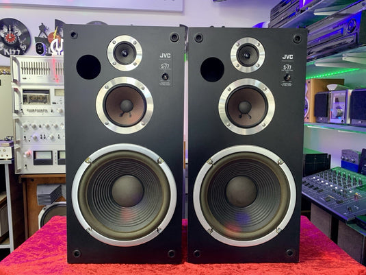 JVC S 77R Speakers 3Way System 120 Watts RMS Vintage 1980 Work Perfect Good Look
