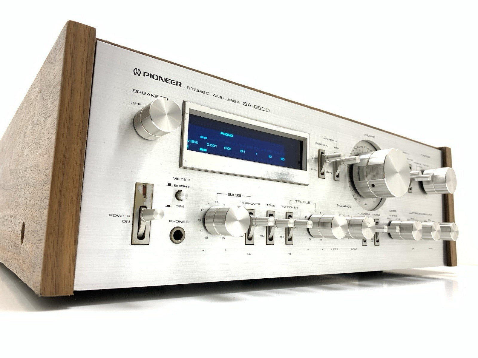 PIONEER SA 9800 + Wood Box Stereo Amplifier 100+100 W RMS Vintage 1979 Good Look