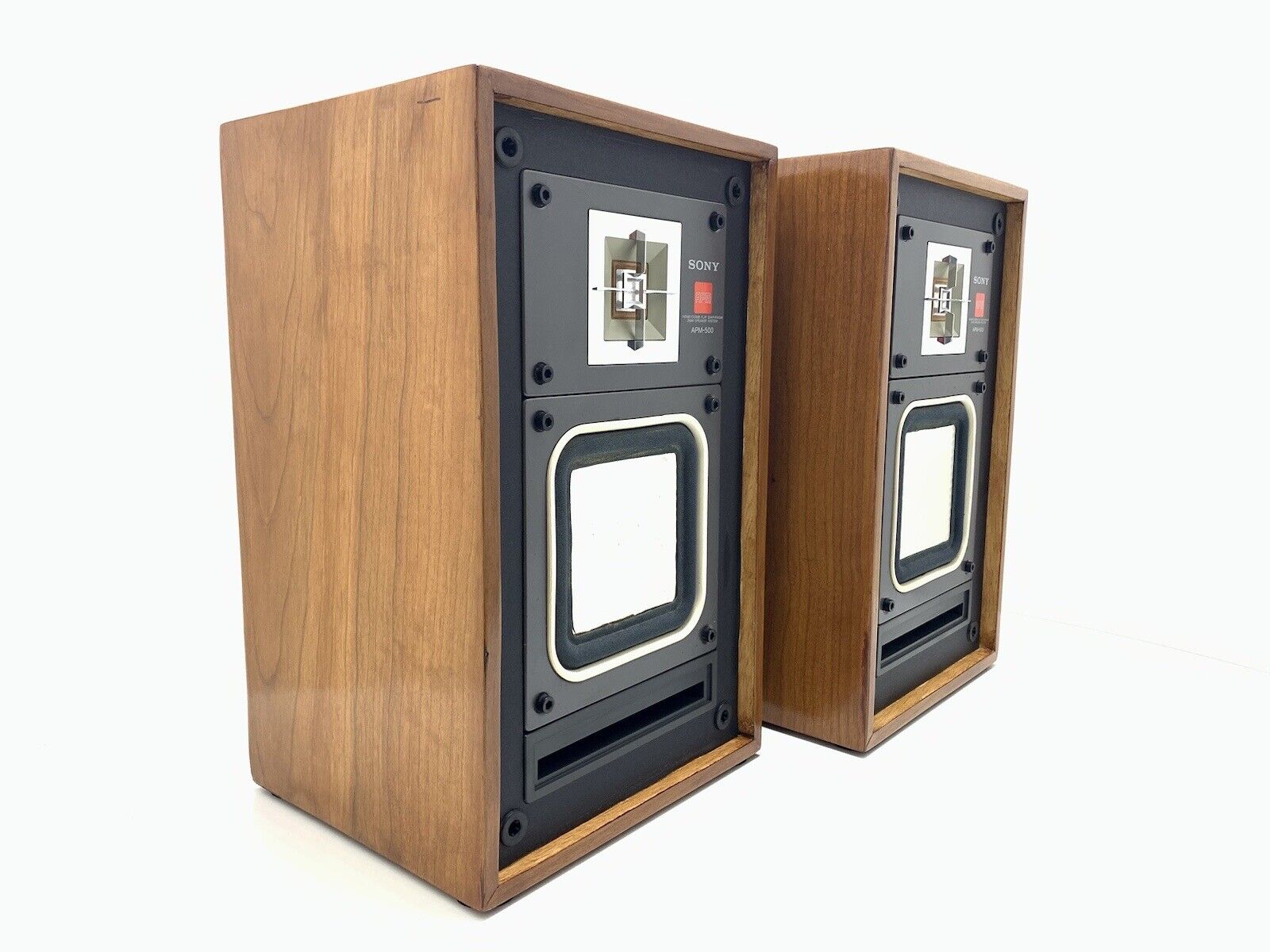SONY APM 500 Speaker 2 Way System 50 Watts Vintage NEW WOOD BOX Good Look