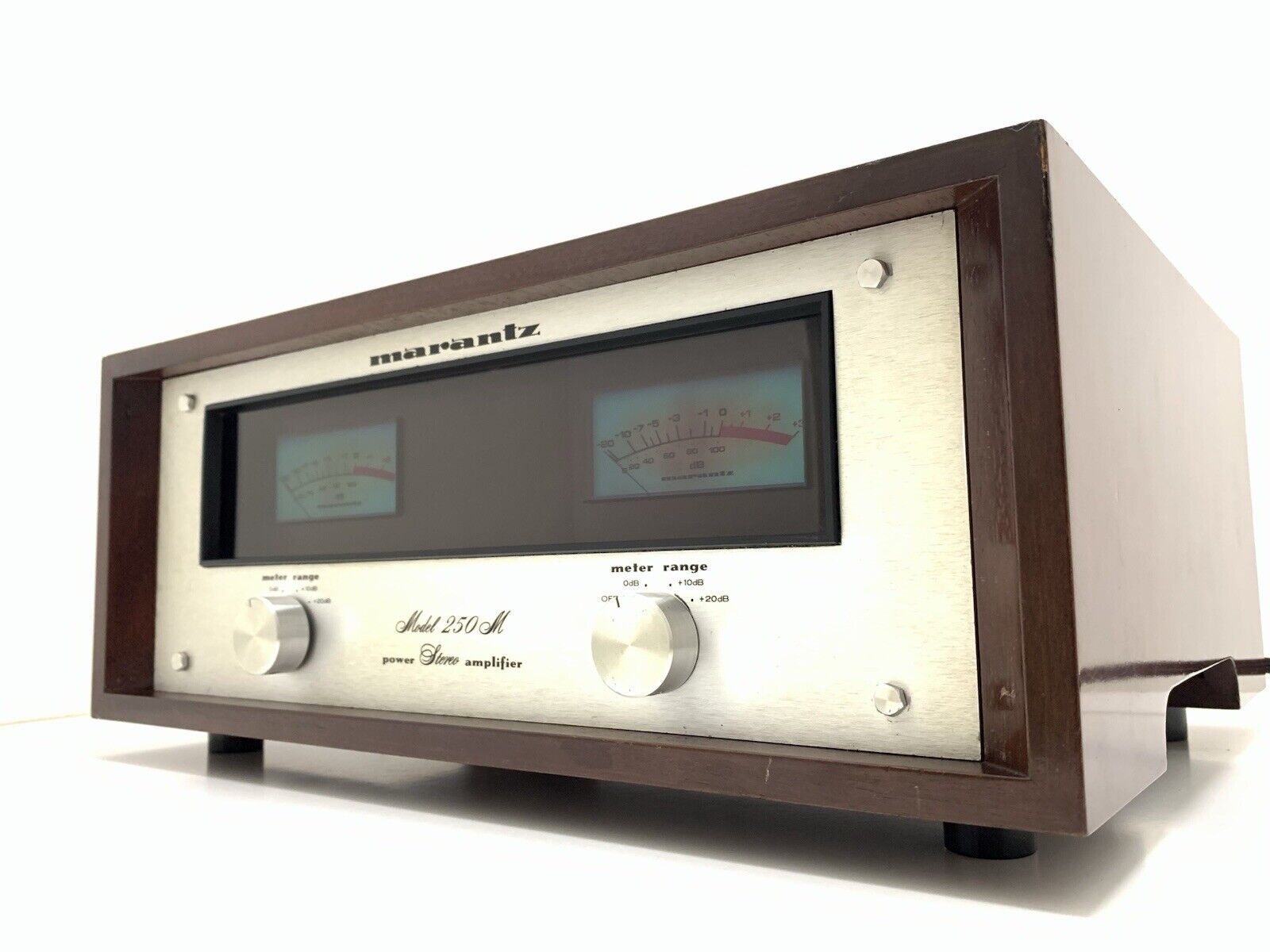 MARANTZ 250M Stereo Power Amplifier Wood Box 250WRMS Vintage 1976 WORK Good Look